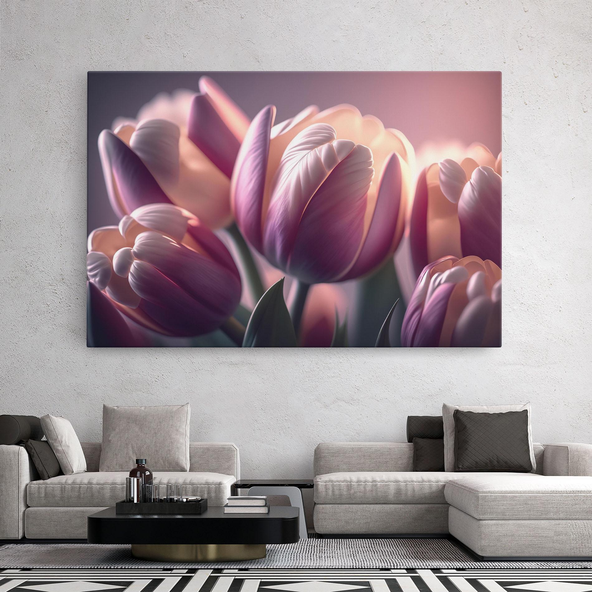 Tablou Canvas Pastel Pink Tulips mockup 2