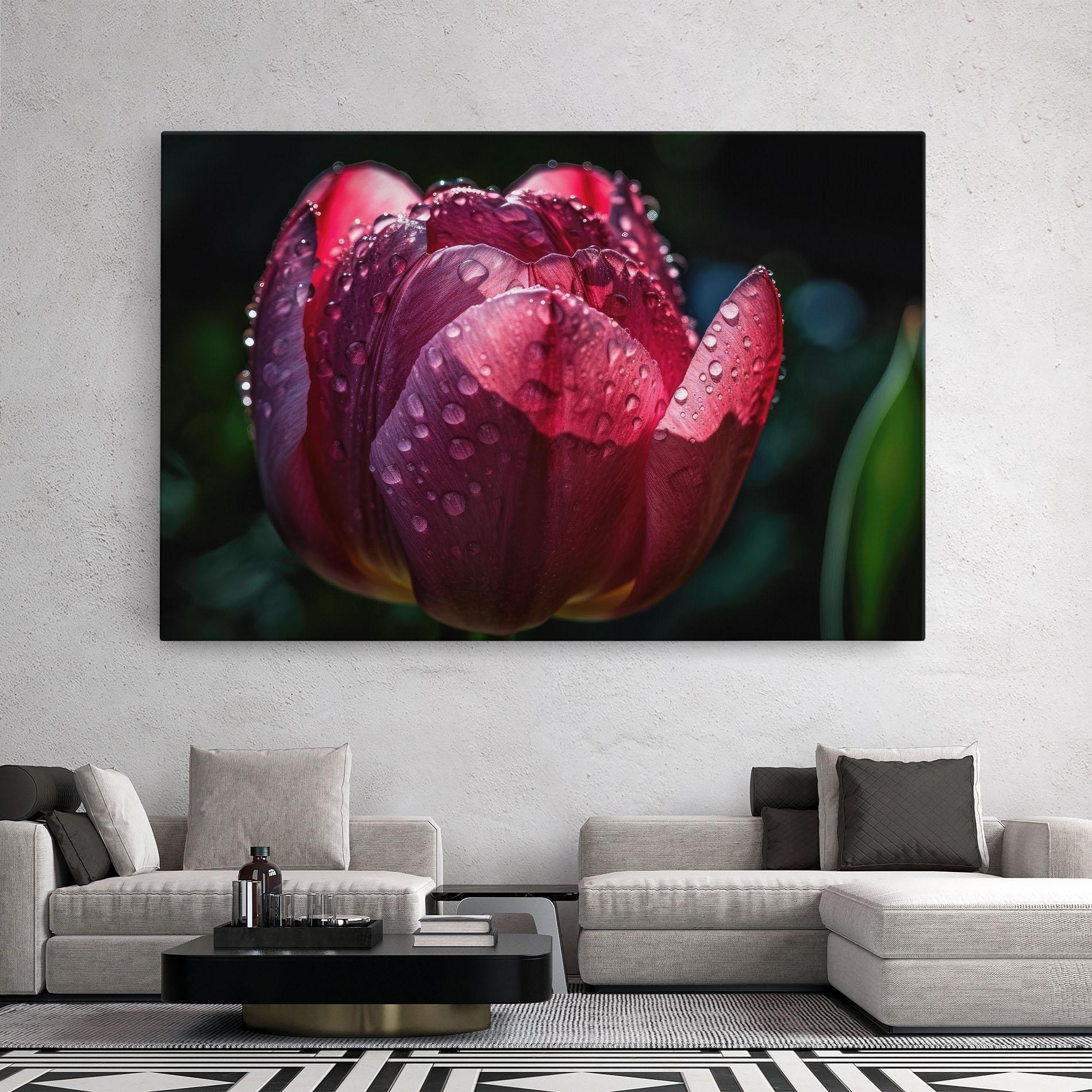 Tablou Canvas Pink Tulip After Rain mockup 2