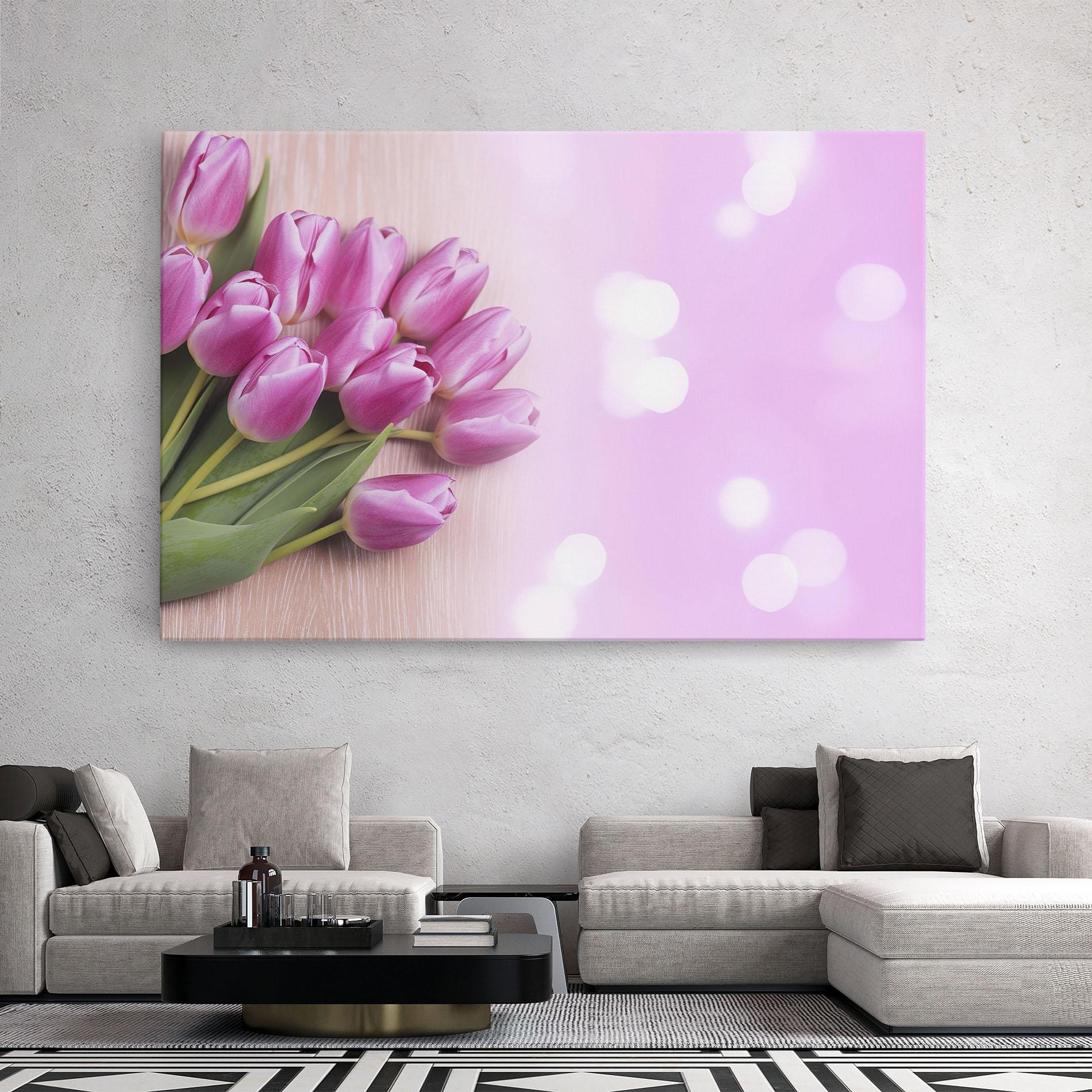 Tablou Canvas Pink Tulip Flowers mockup 2