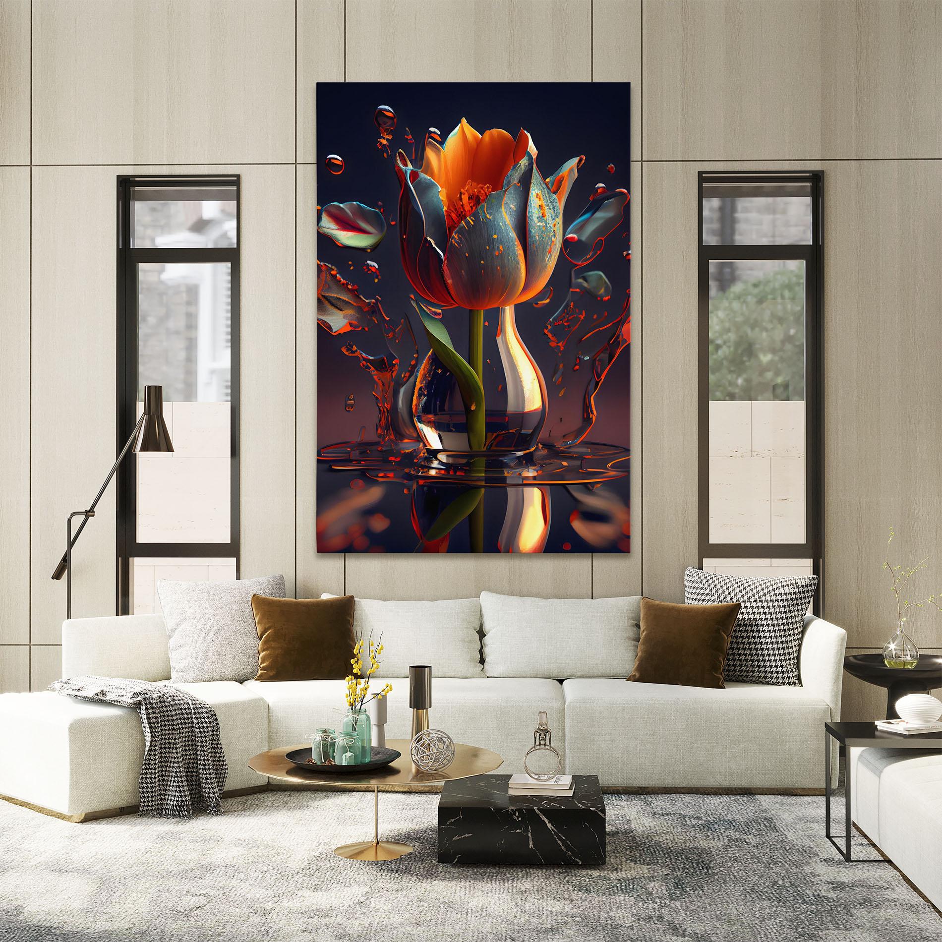 Tablou Canvas Black Tulip In Vase mockup 2