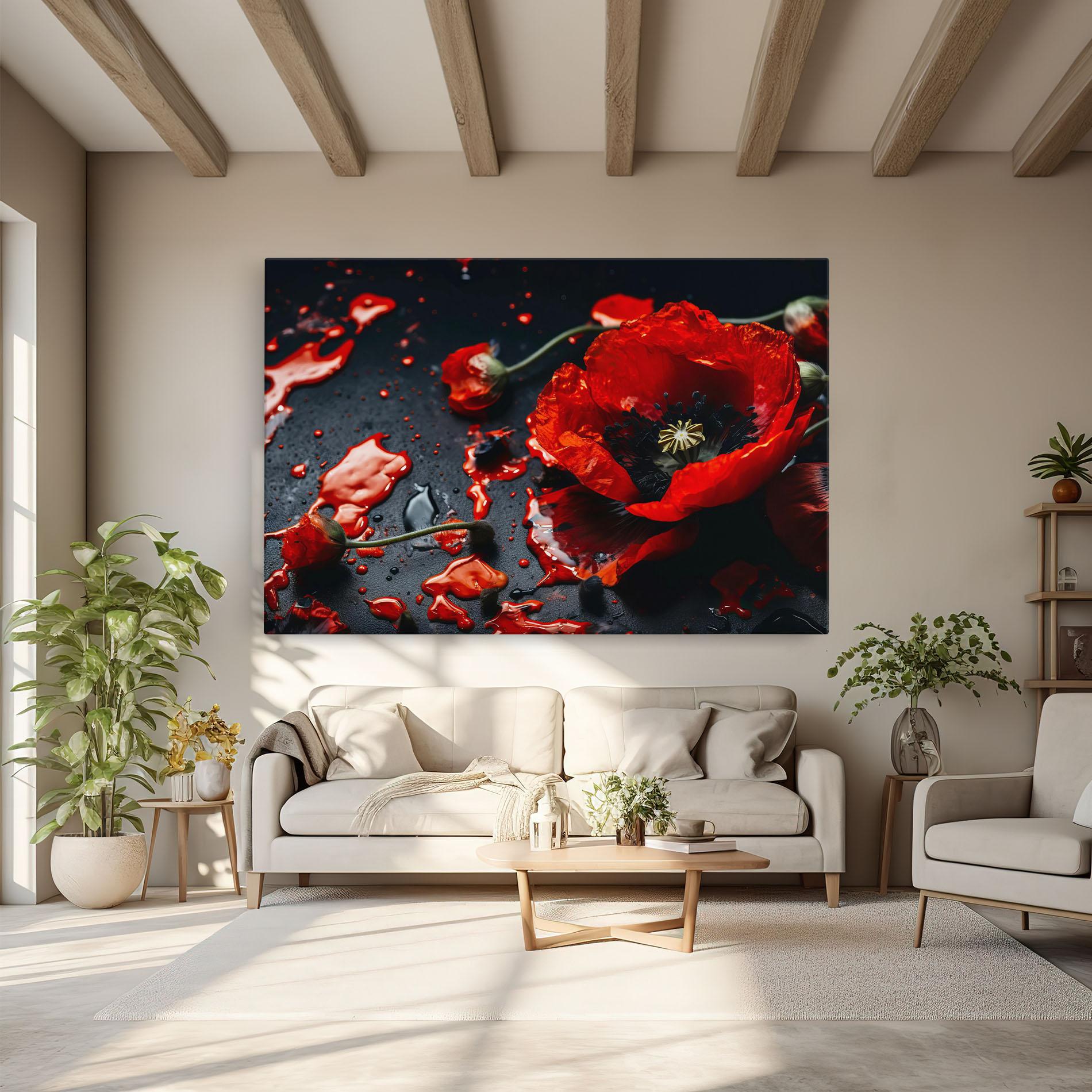 Tablou Canvas Beautiful Red Poppy Liquid mockup 6