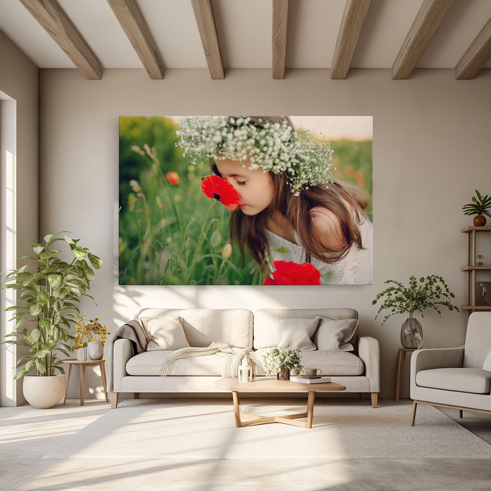 Tablou Canvas Girl With Poppies mockup 6