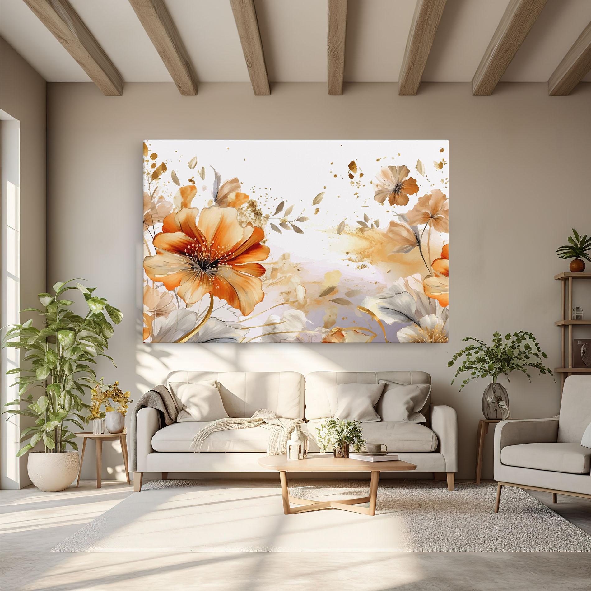 Tablou Canvas Gold Orange Poppy mockup 6