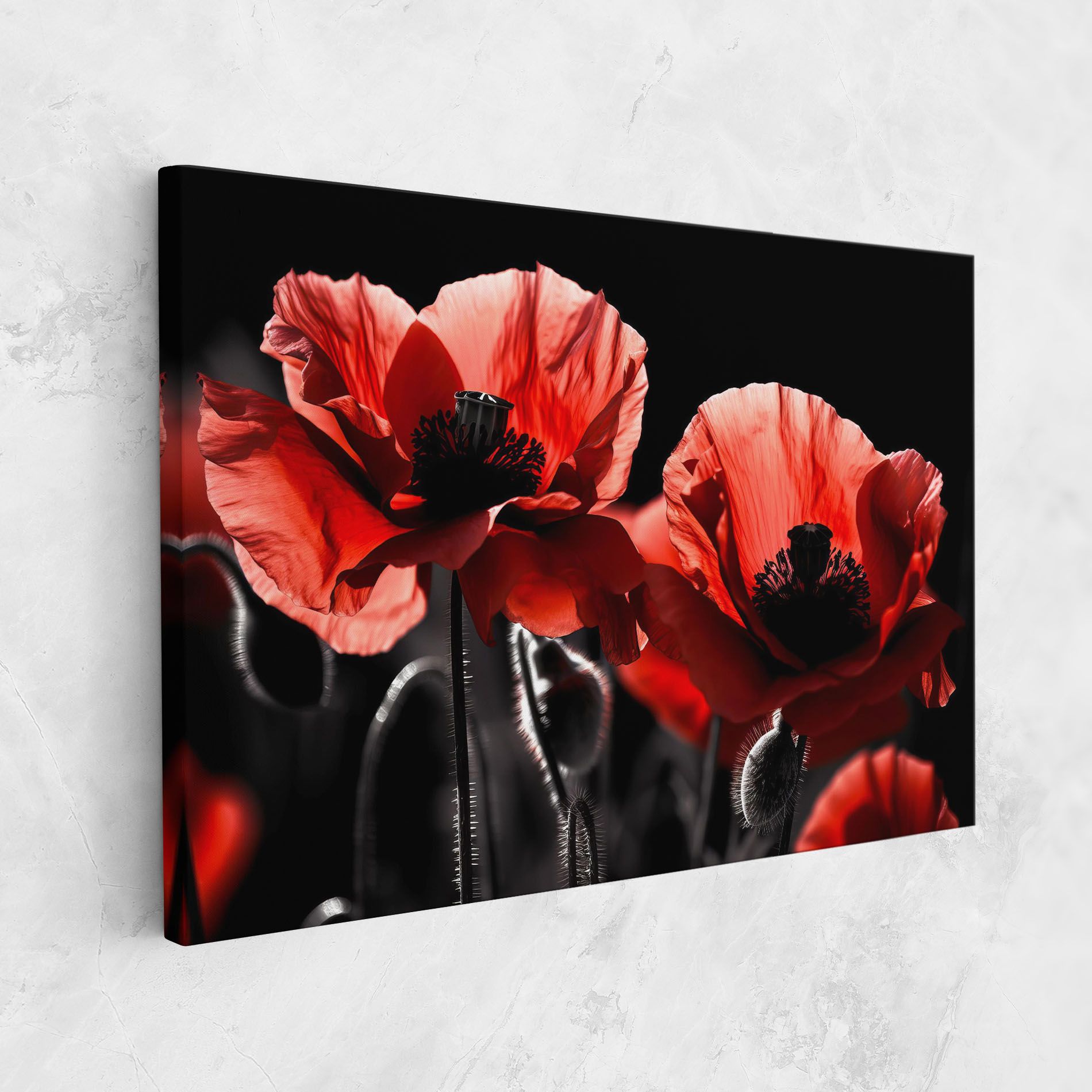 Light Red Poppy On Black mockup 1