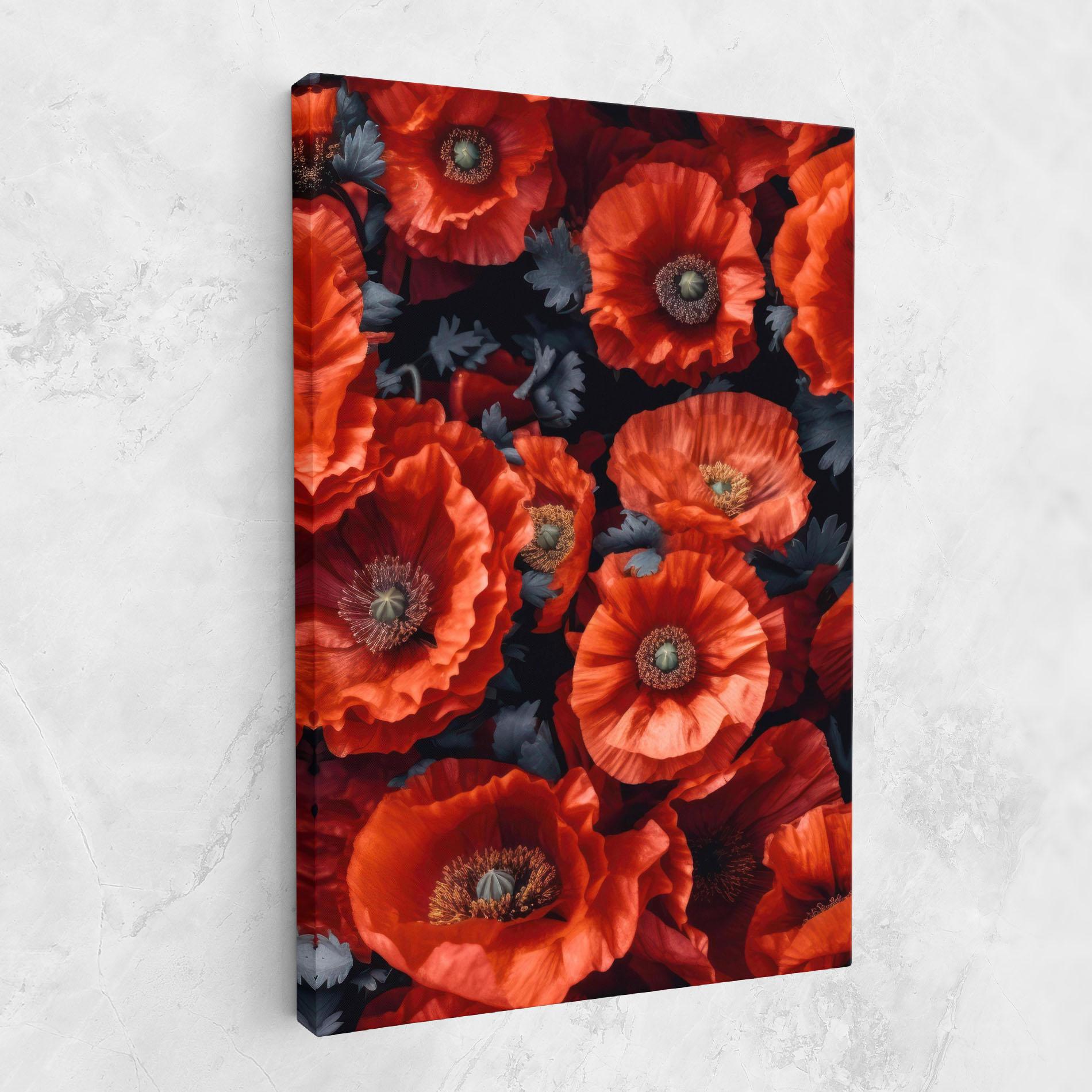Tablou Canvas Black Red Poppies mockup 1