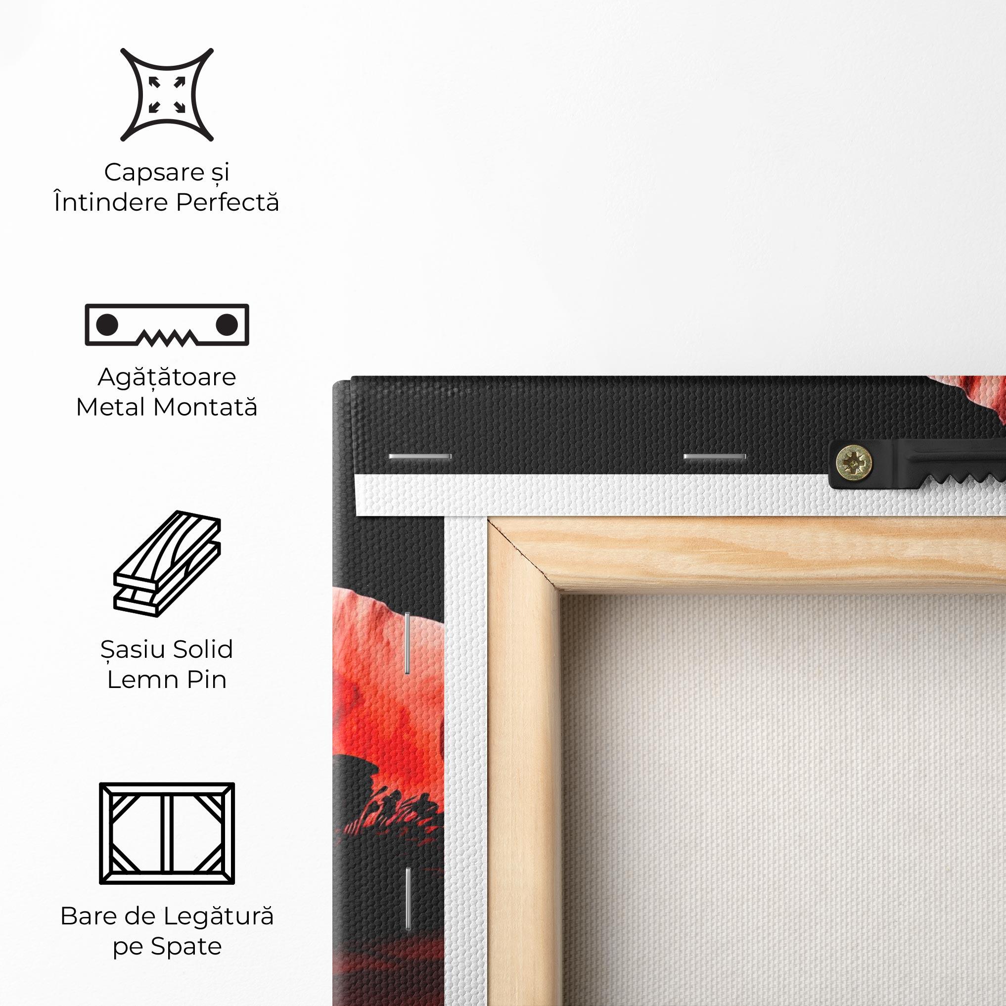 Tablou Canvas Light Red Poppy On Black mockup 5