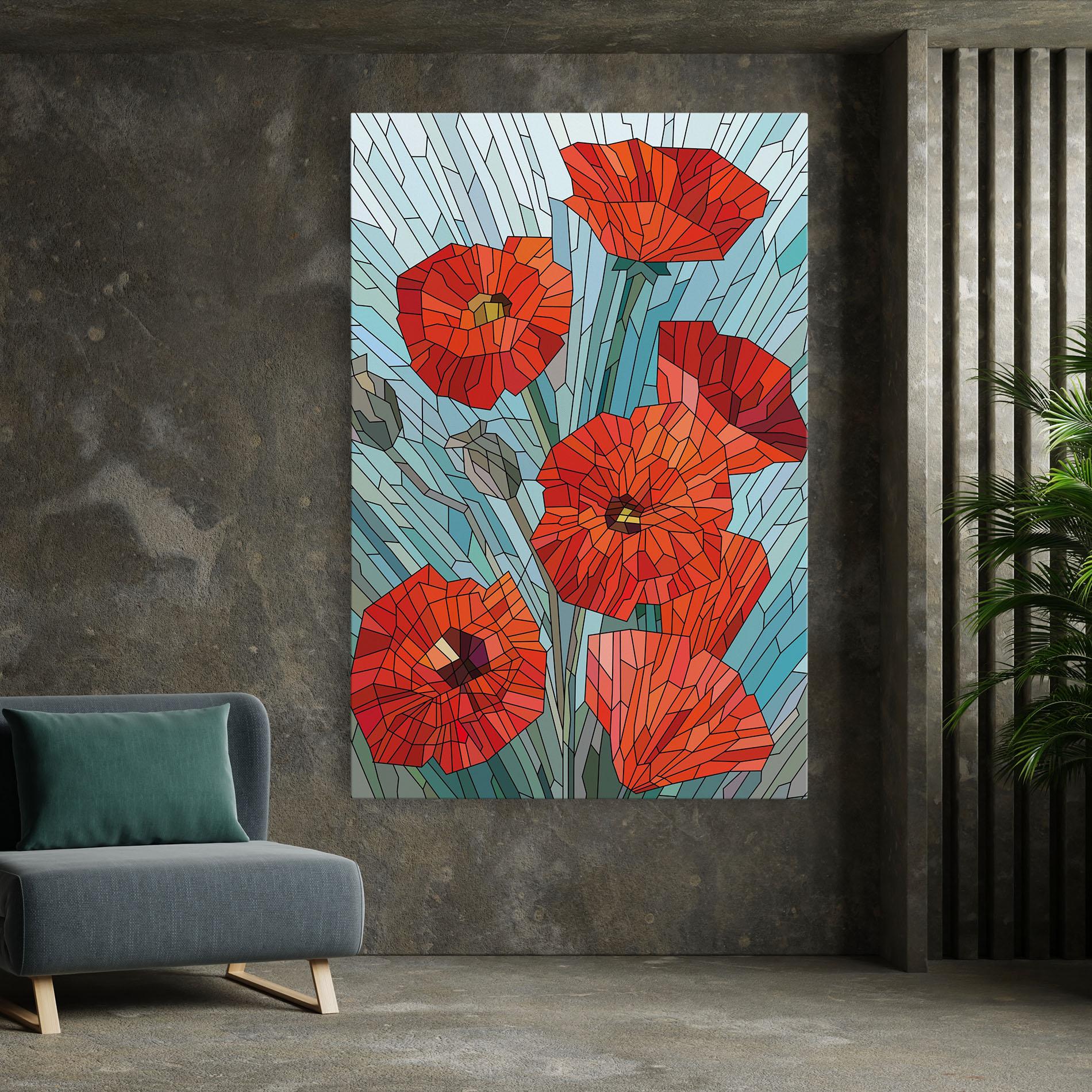 Tablou Canvas Blue Glass Poppy mockup 7
