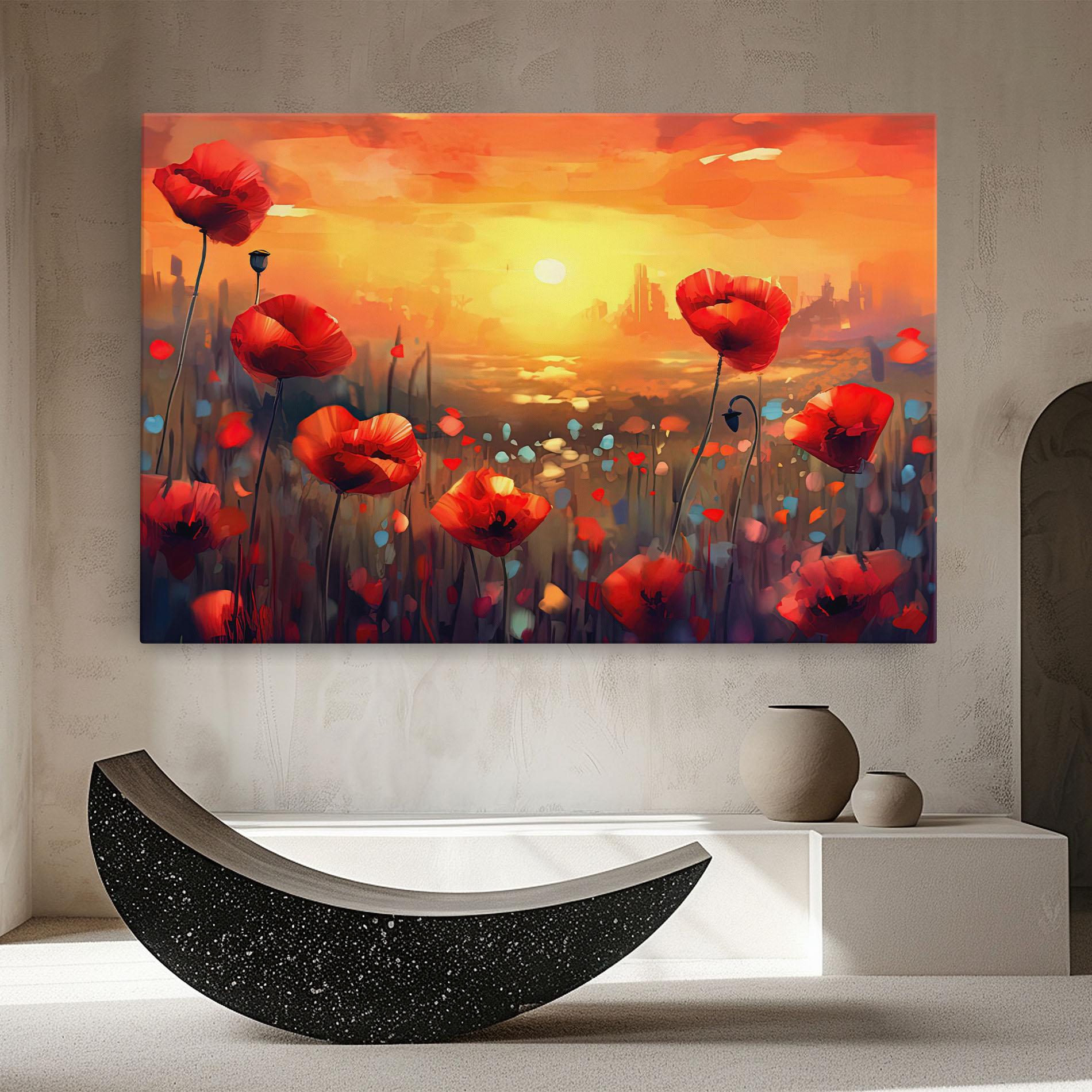 Tablou Canvas Sunrise Painting Poppies mockup 8