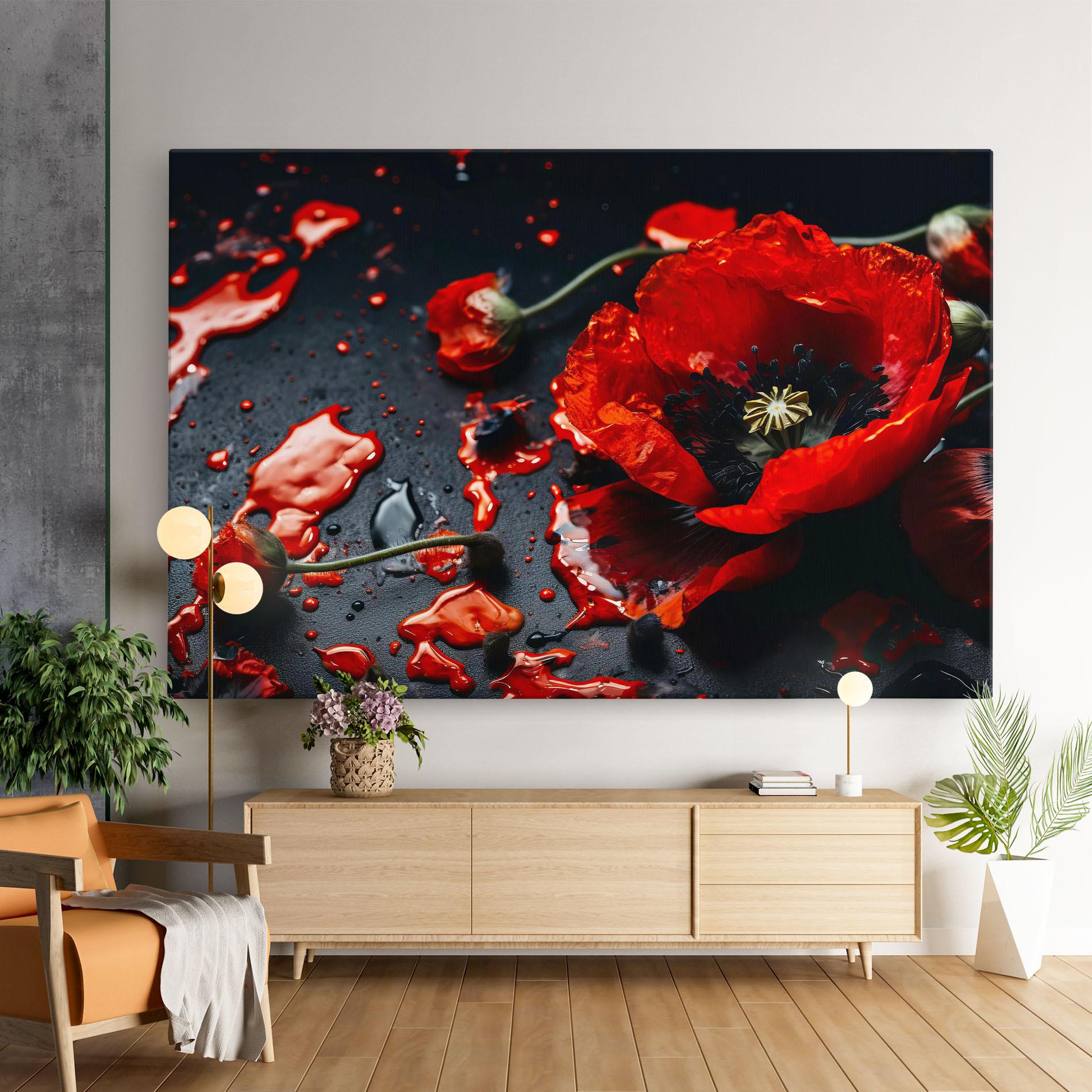 Tablou Canvas Beautiful Red Poppy Liquid mockup 9