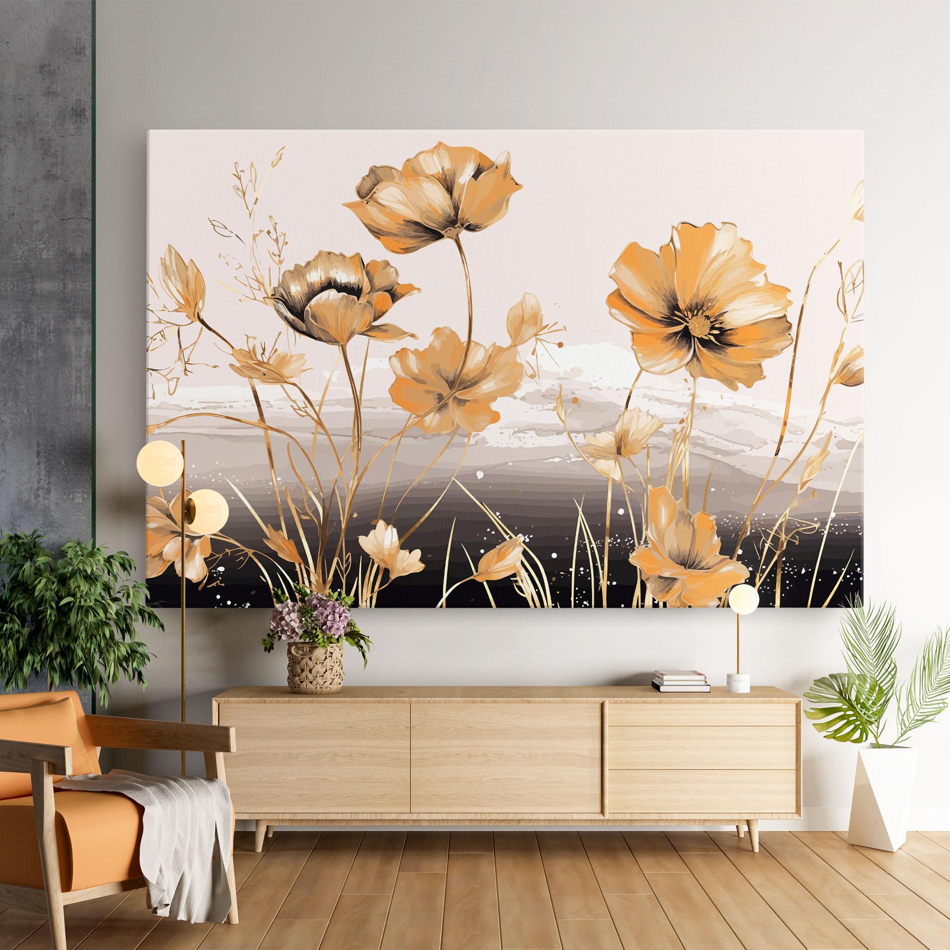 Tablou Canvas Gold Black Poppy mockup 9