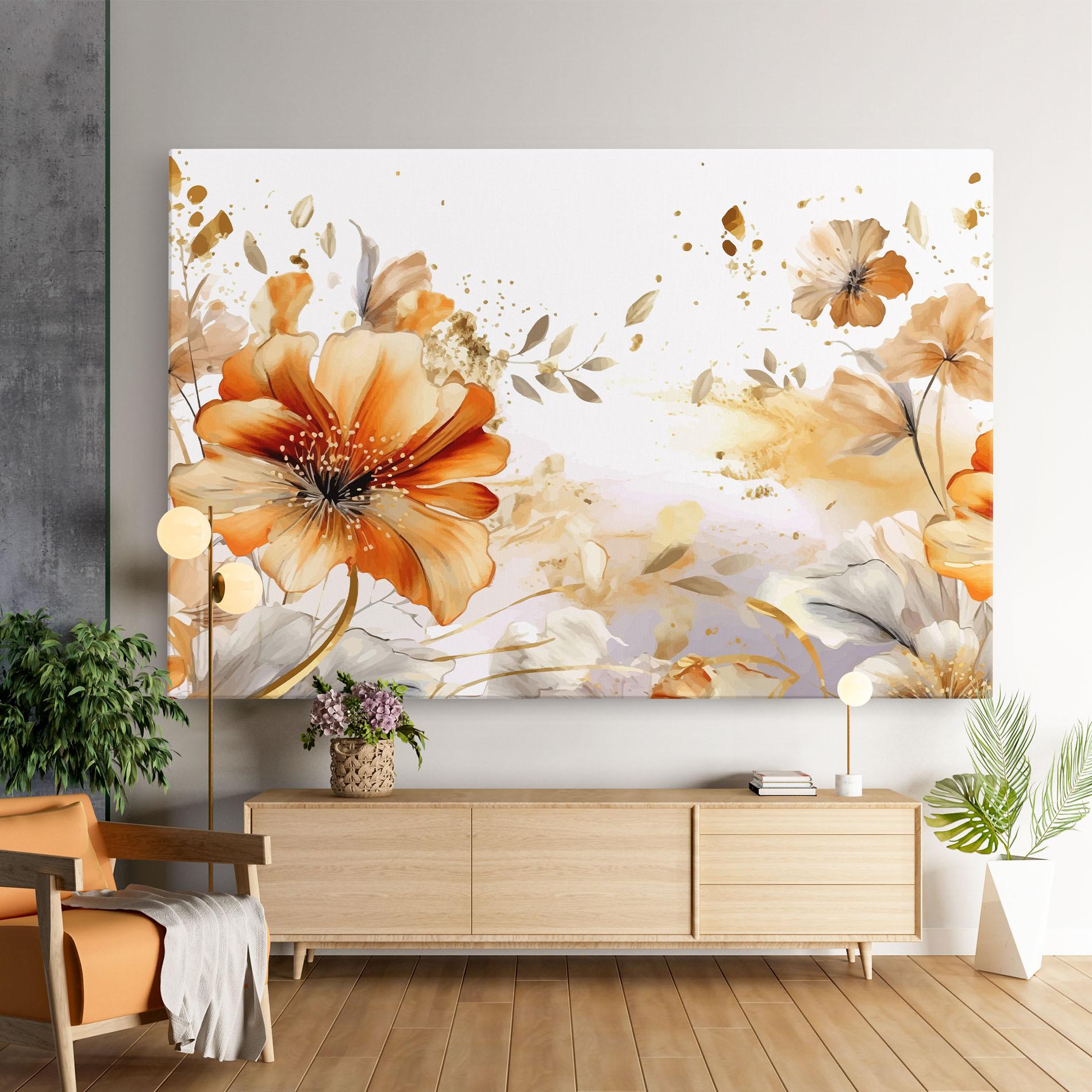 Tablou Canvas Gold Orange Poppy mockup 9