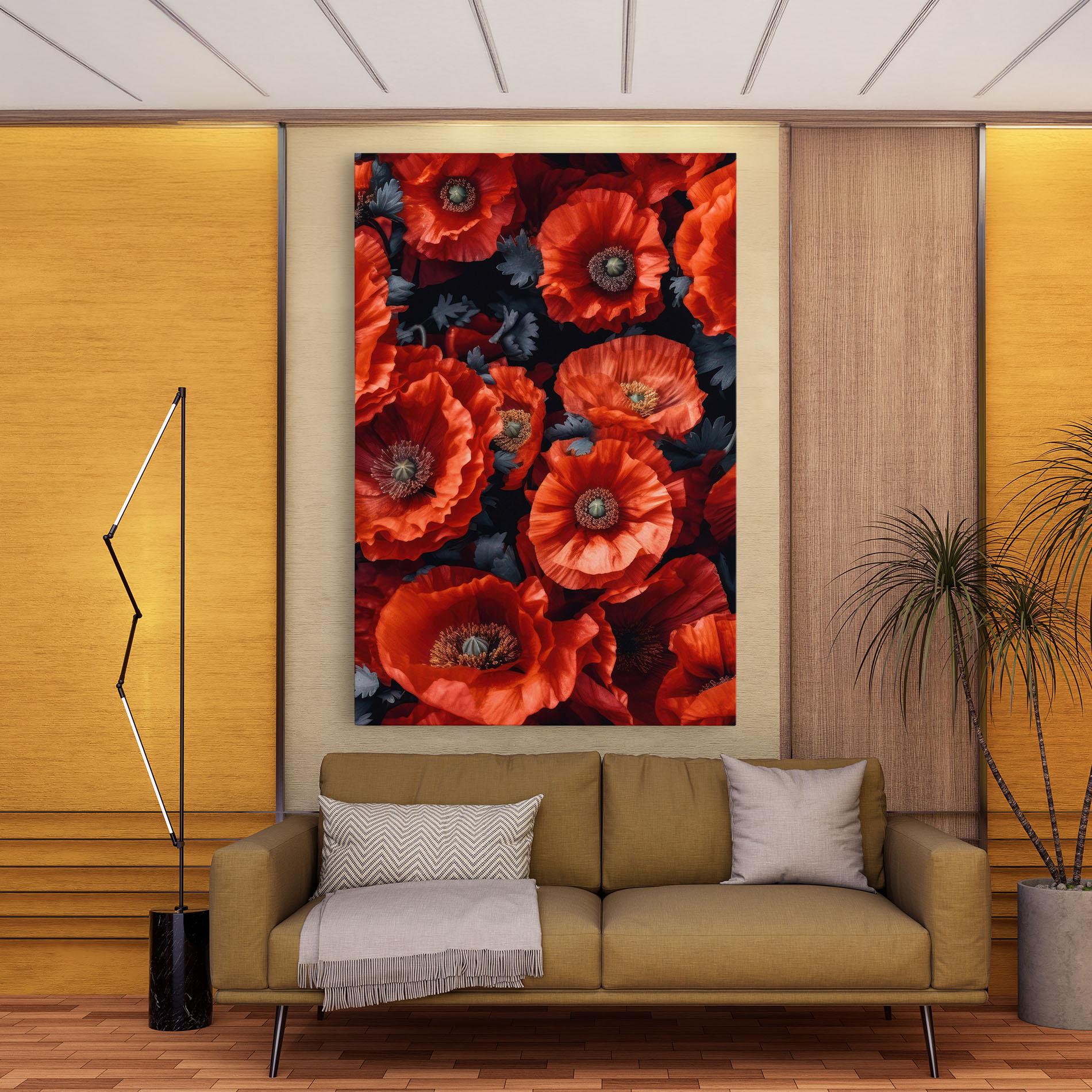 Tablou Canvas Black Red Poppies mockup 9