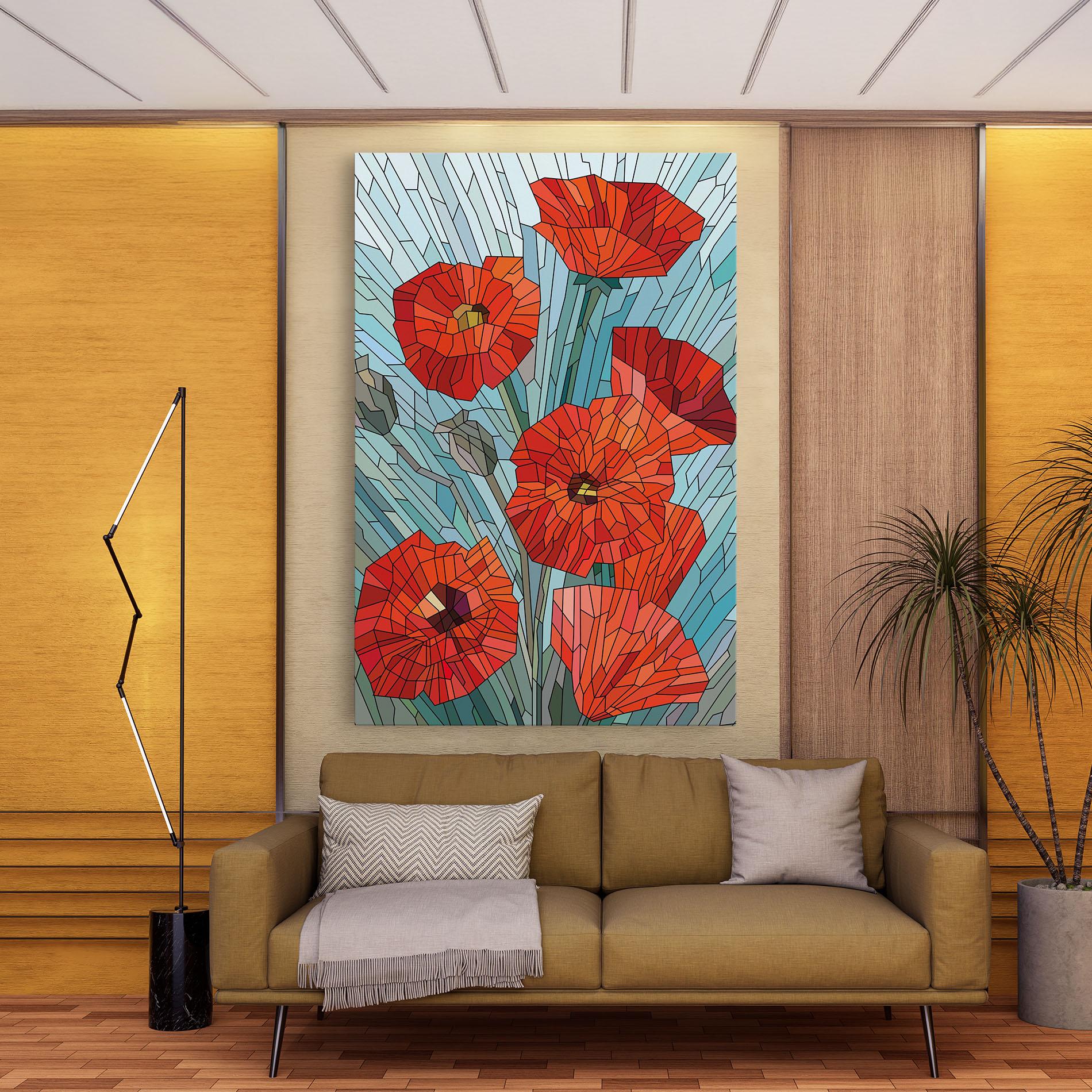 Tablou Canvas Blue Glass Poppy mockup 9