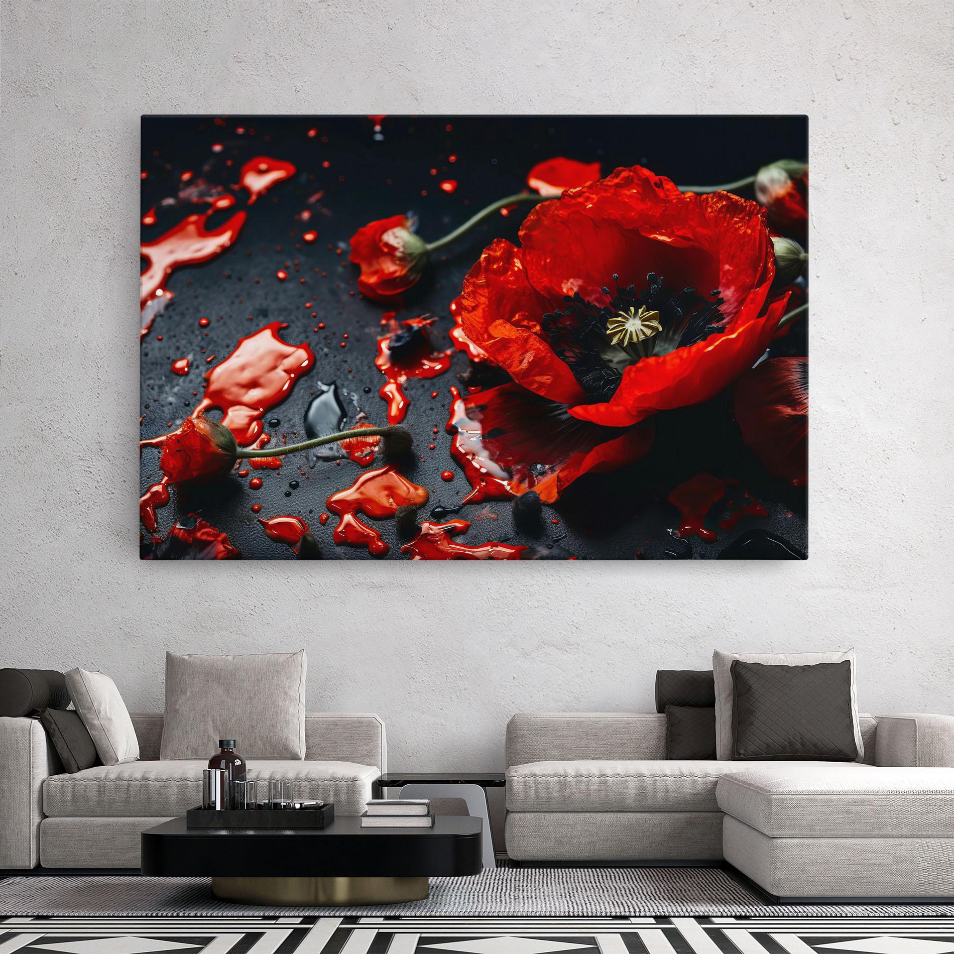 Tablou Canvas Beautiful Red Poppy Liquid mockup 2