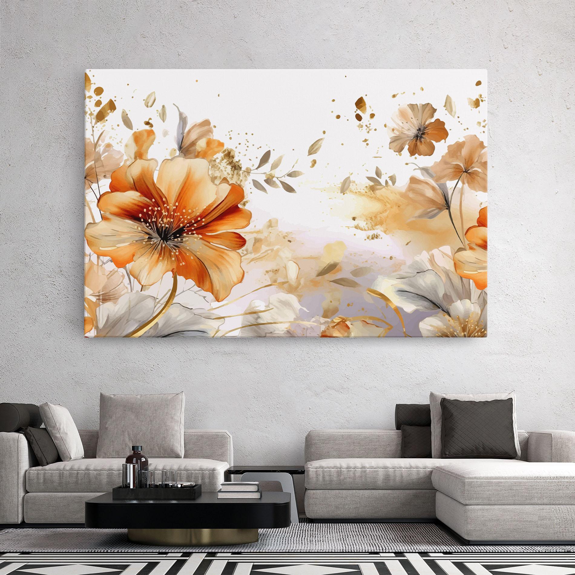 Tablou Canvas Gold Orange Poppy mockup 2