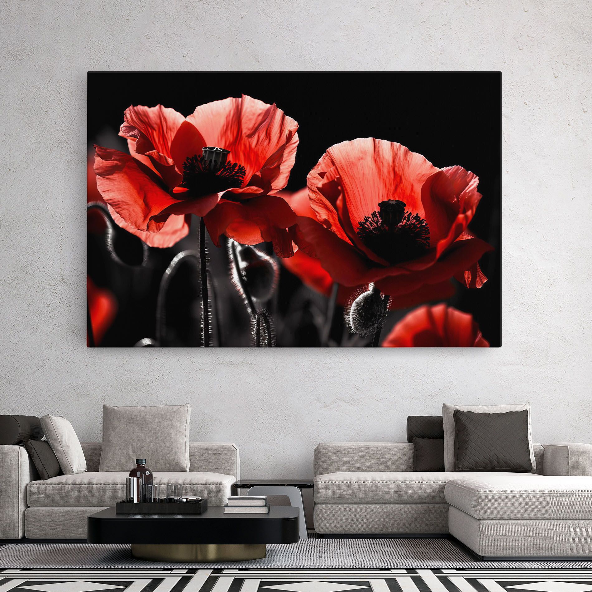 Light Red Poppy On Black mockup 2
