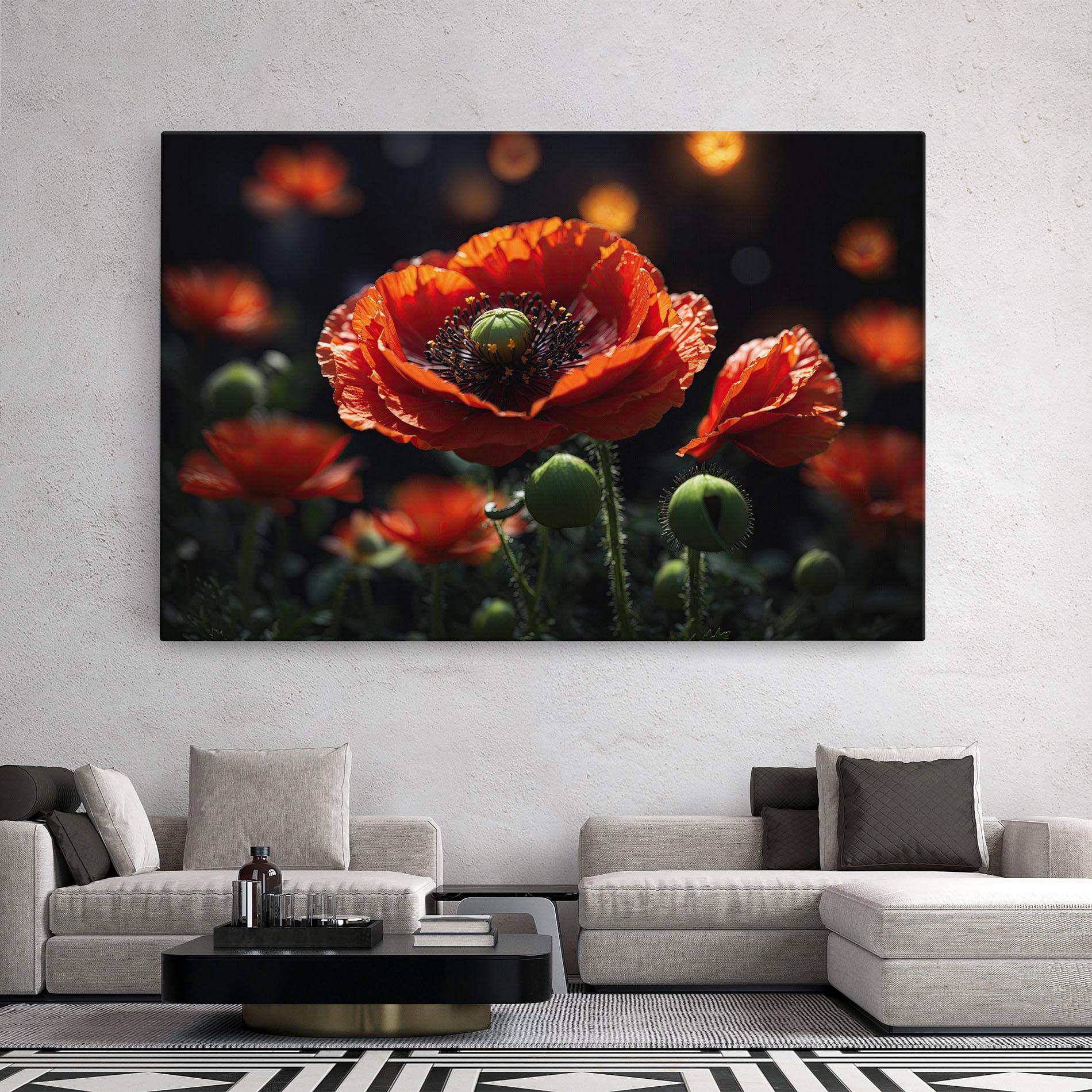 Tablou Canvas Red Poppy Close Up mockup 2