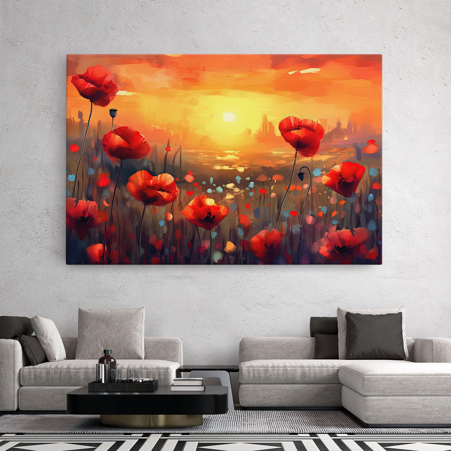 Tablou Canvas Sunrise Painting Poppies mockup 2