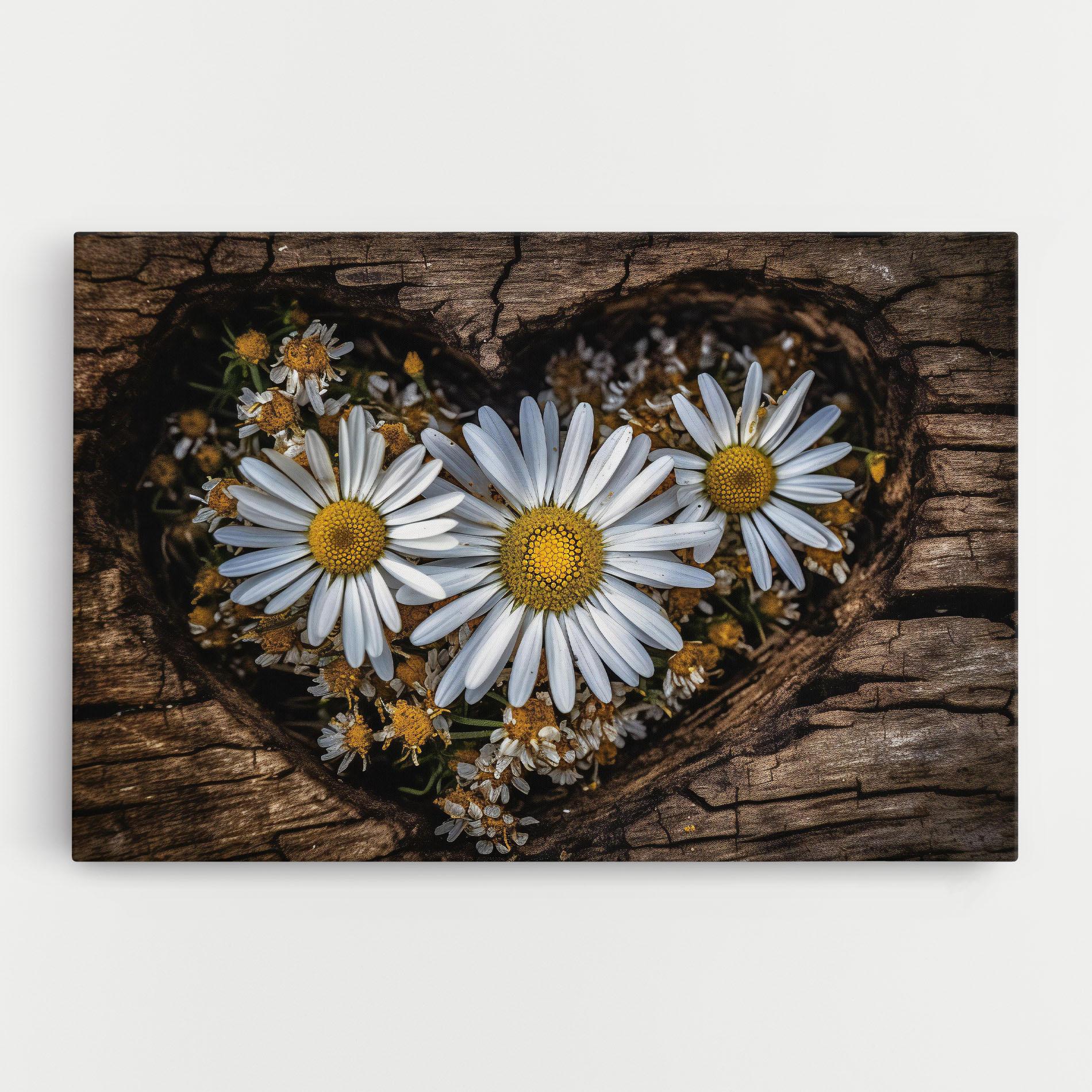 Tablou Canvas Heart Shaped Daisy mockup 0