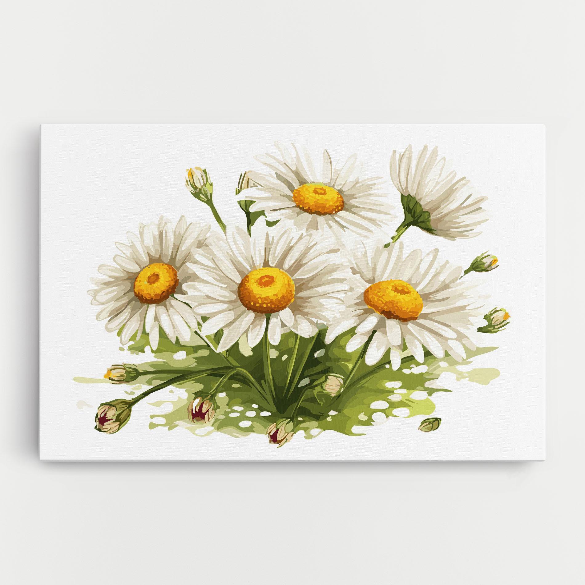 Tablou Canvas White Grey Daisy mockup 0