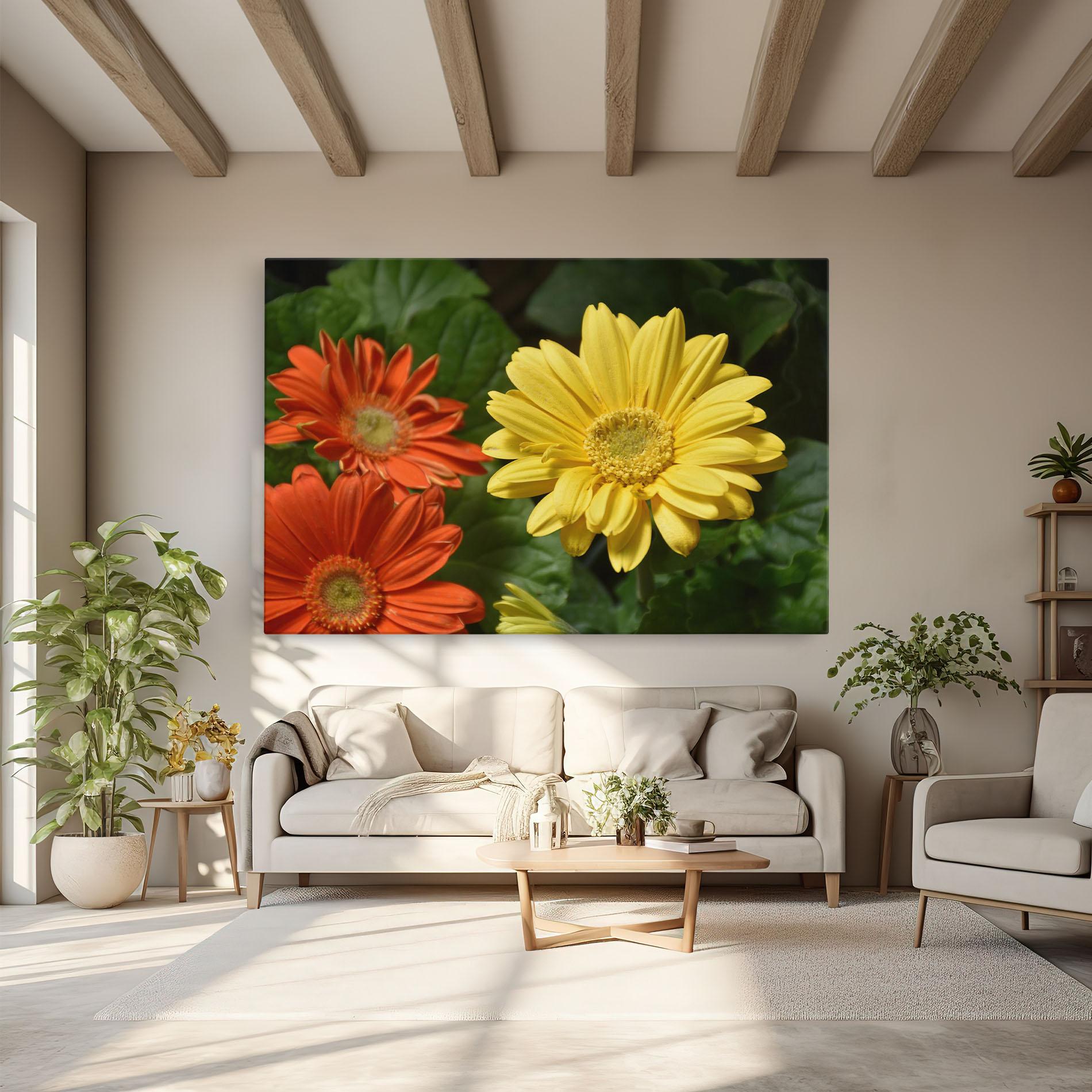 Tablou Canvas Orange Yellow Daisy mockup 6