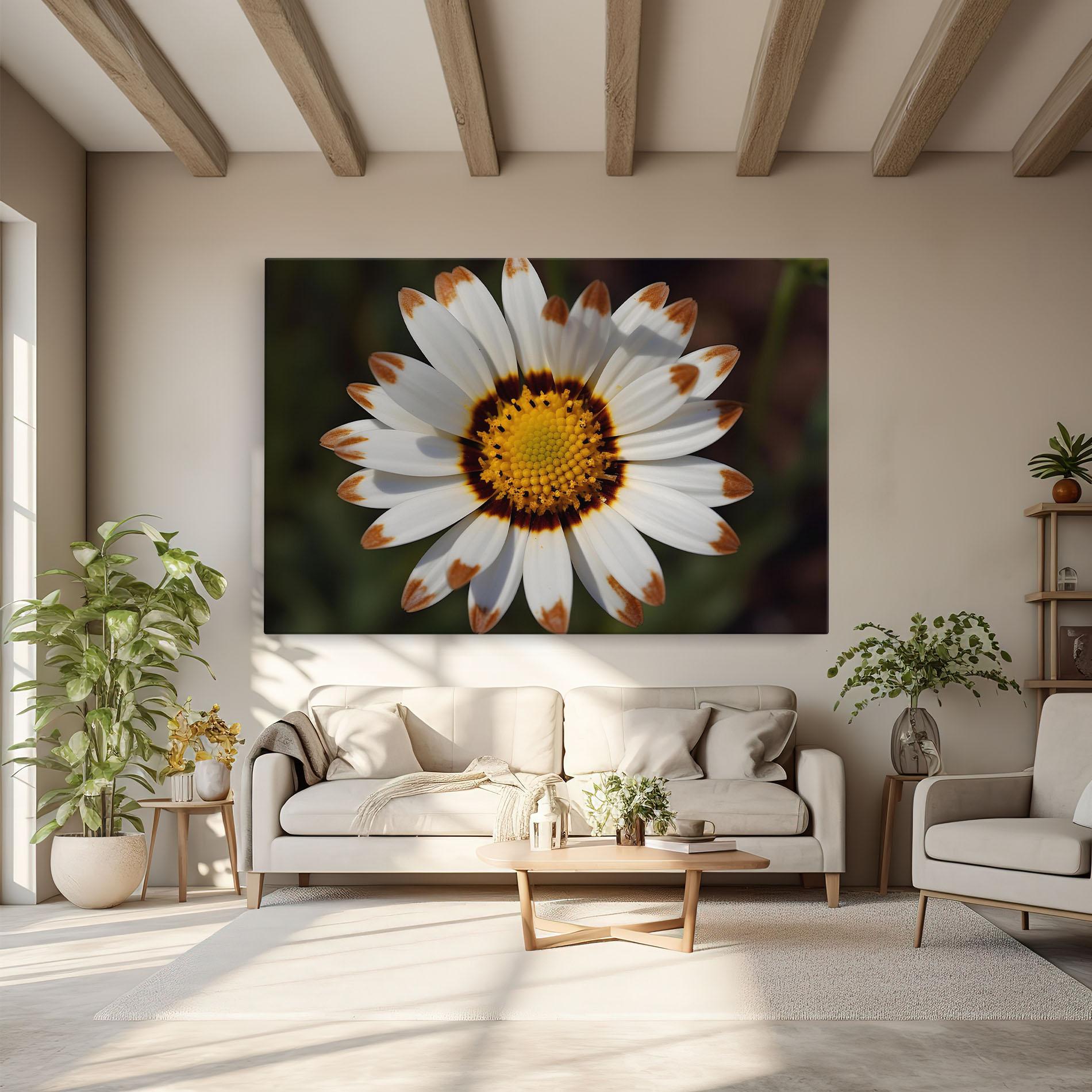 Tablou Canvas White Brown Daisy mockup 6