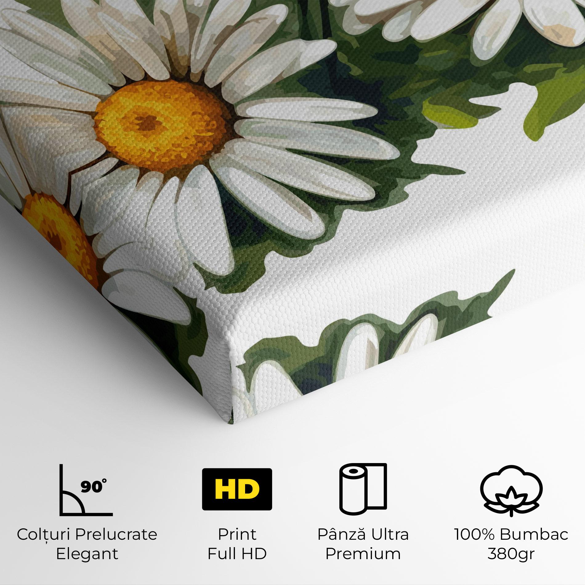 Tablou Canvas Grey White Daisy mockup 4