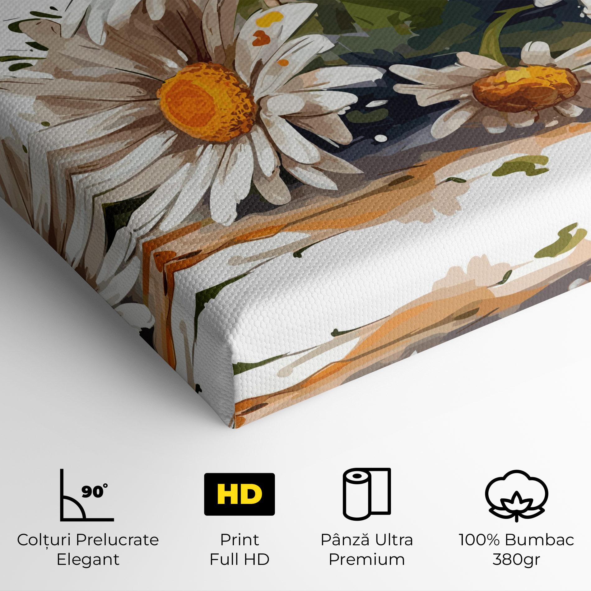 Tablou Canvas White Beautiful Daisy mockup 4