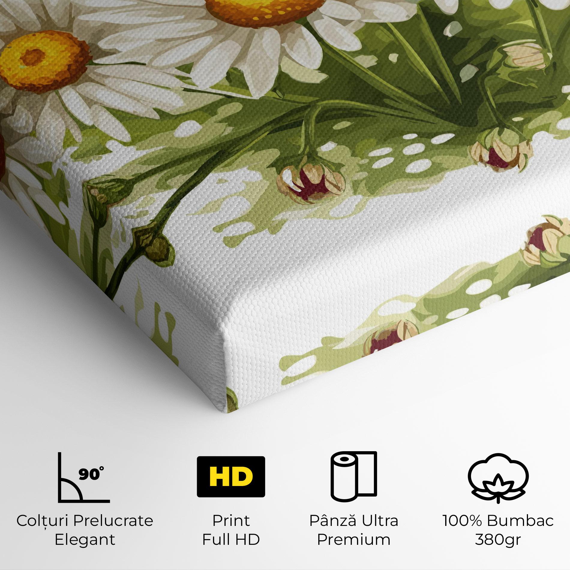Tablou Canvas White Grey Daisy mockup 4