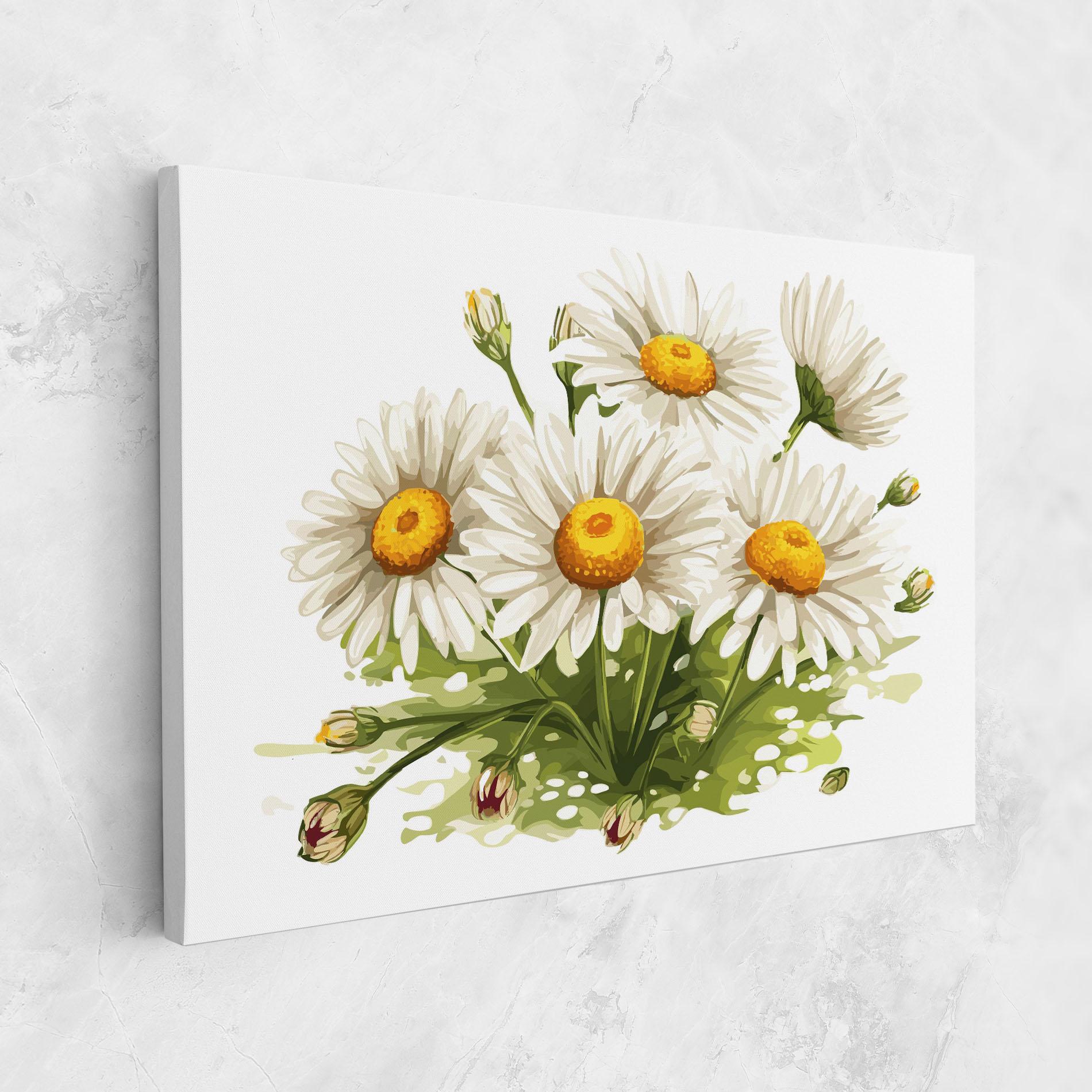 Tablou Canvas White Grey Daisy mockup 1