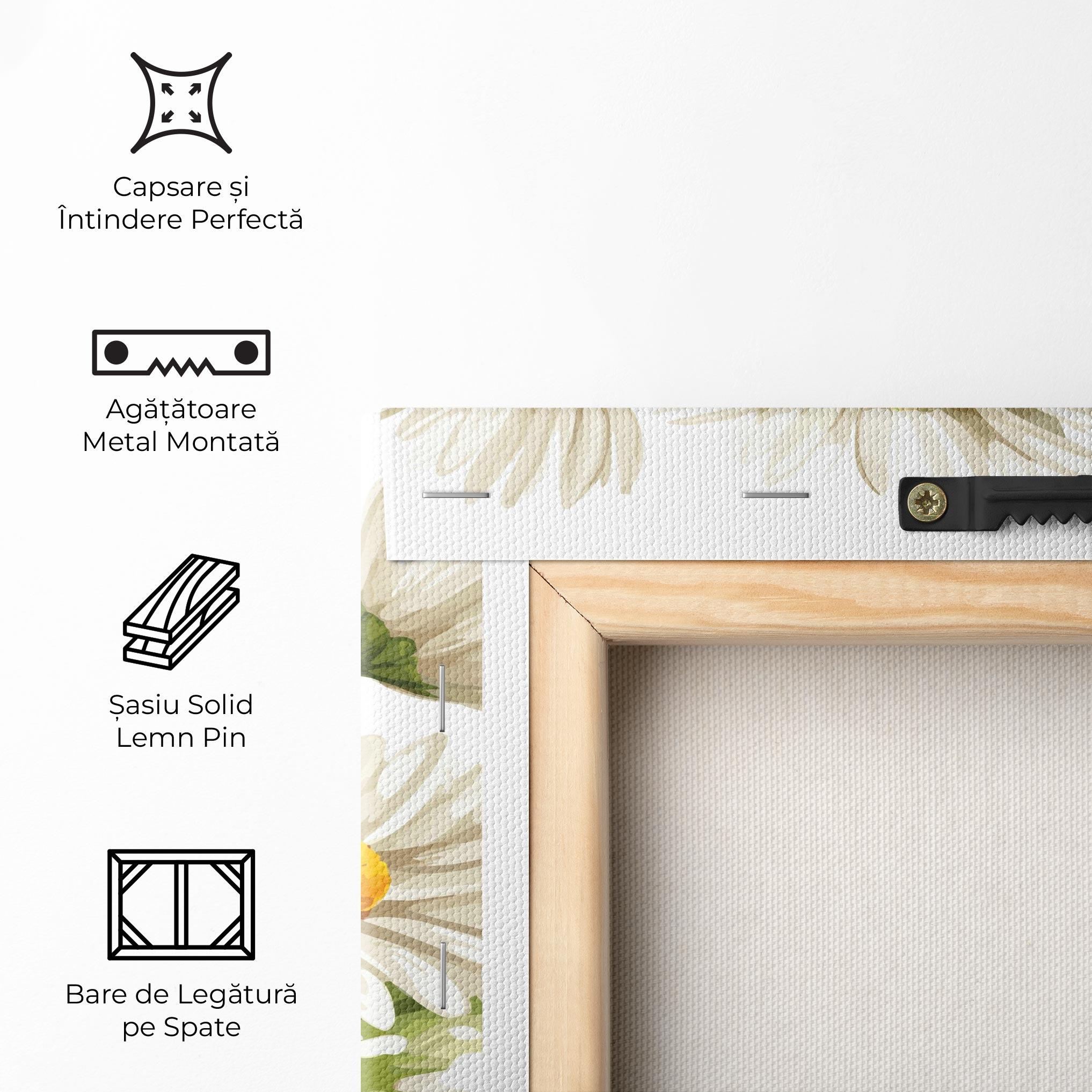 Tablou Canvas White Grey Daisy mockup 5