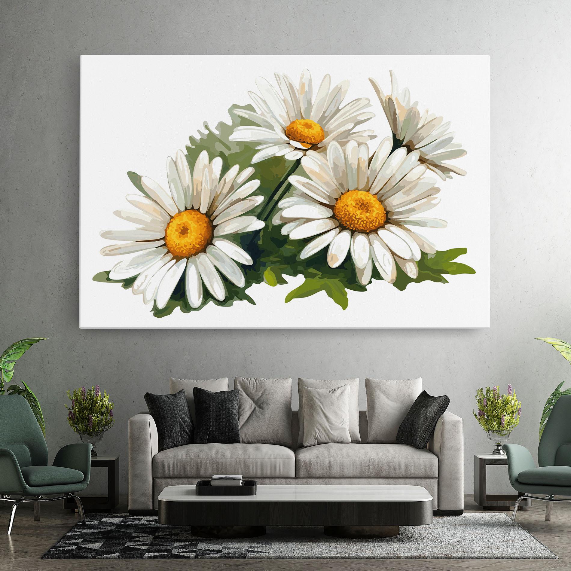Tablou Canvas Grey White Daisy mockup 7