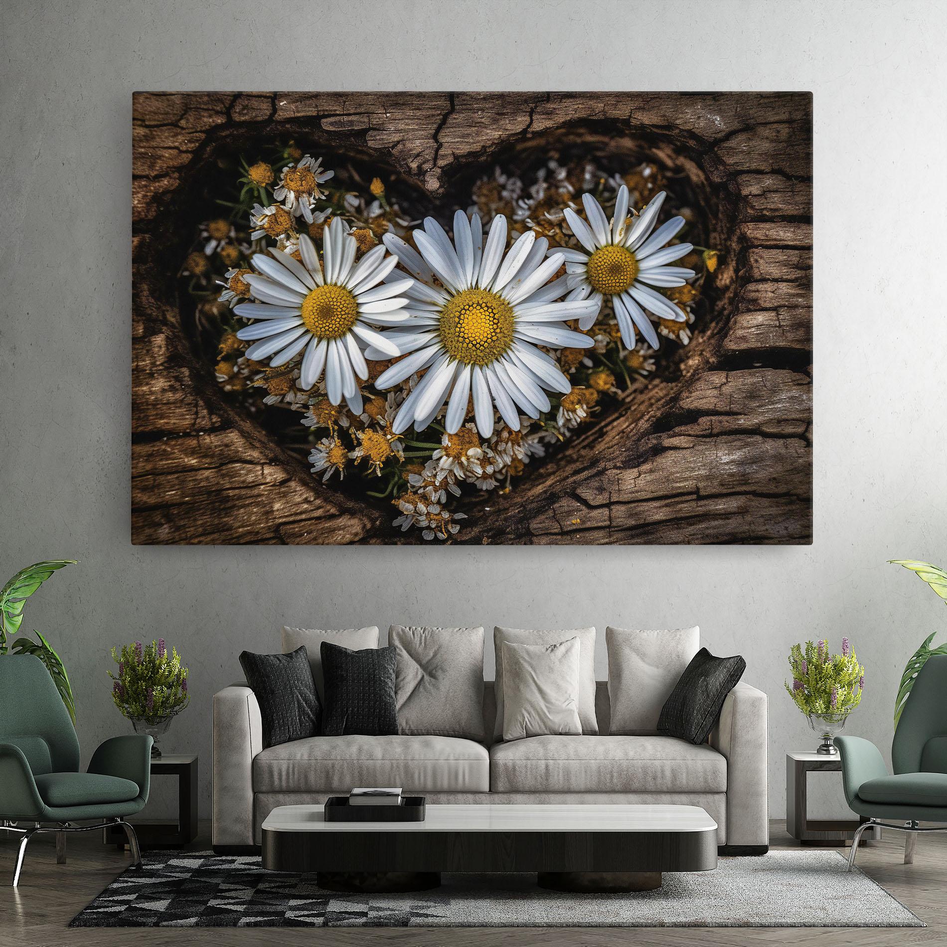 Tablou Canvas Heart Shaped Daisy mockup 7