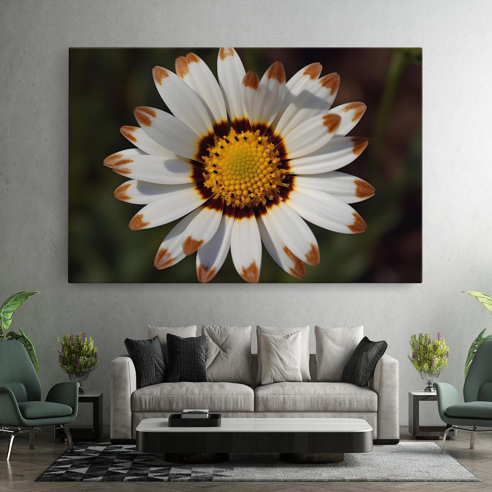 Tablou Canvas White Brown Daisy mockup 7