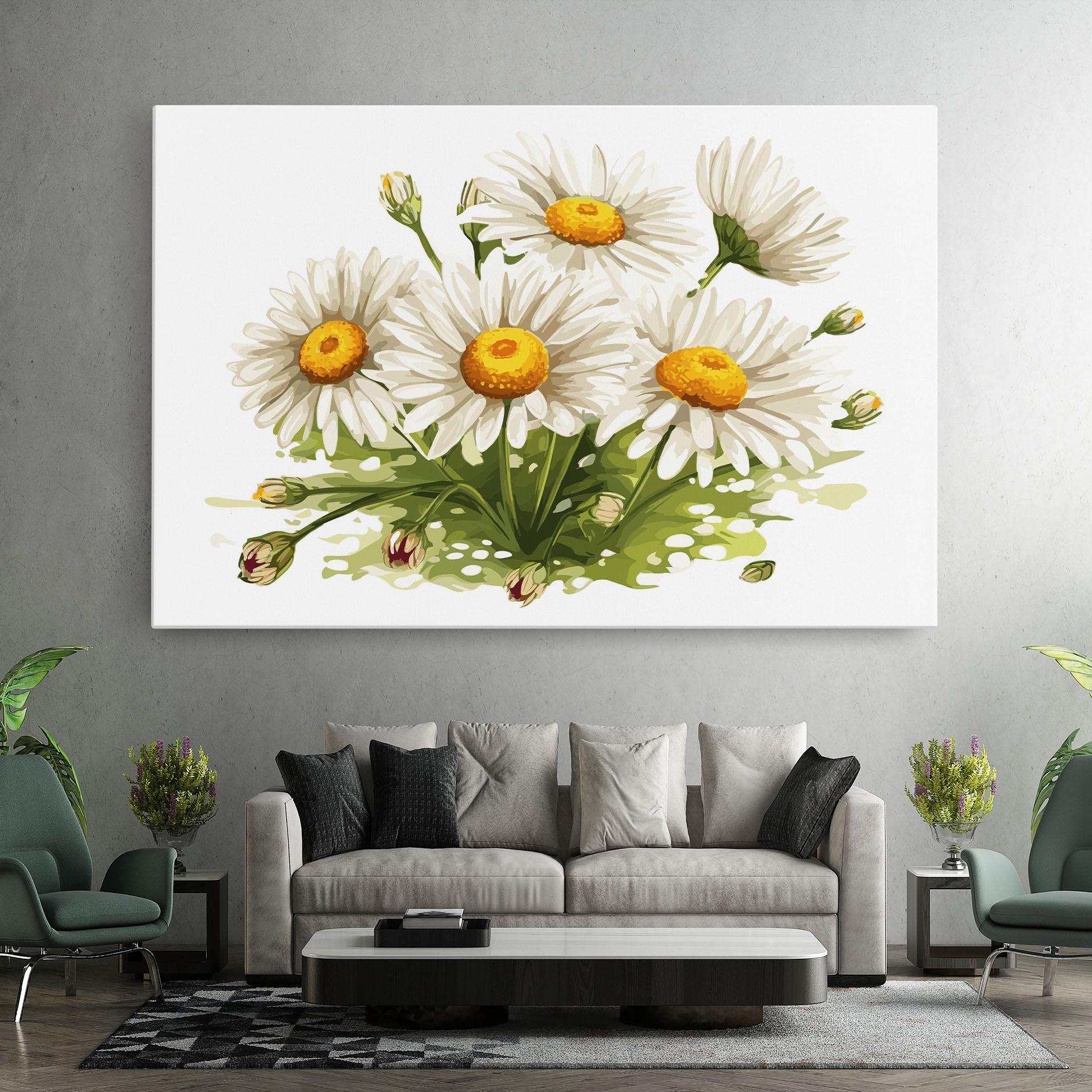 Tablou Canvas White Grey Daisy mockup 7