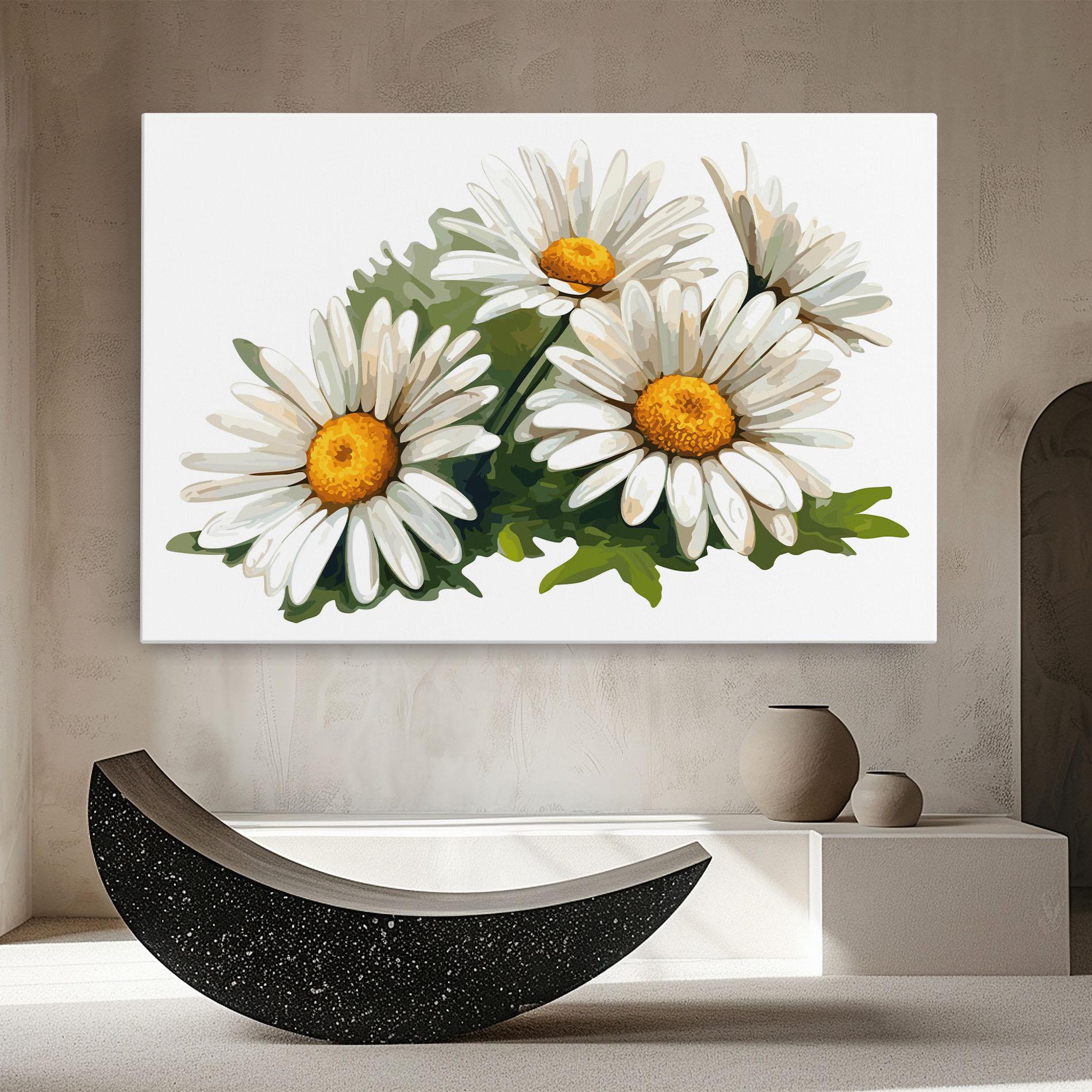 Tablou Canvas Grey White Daisy mockup 8