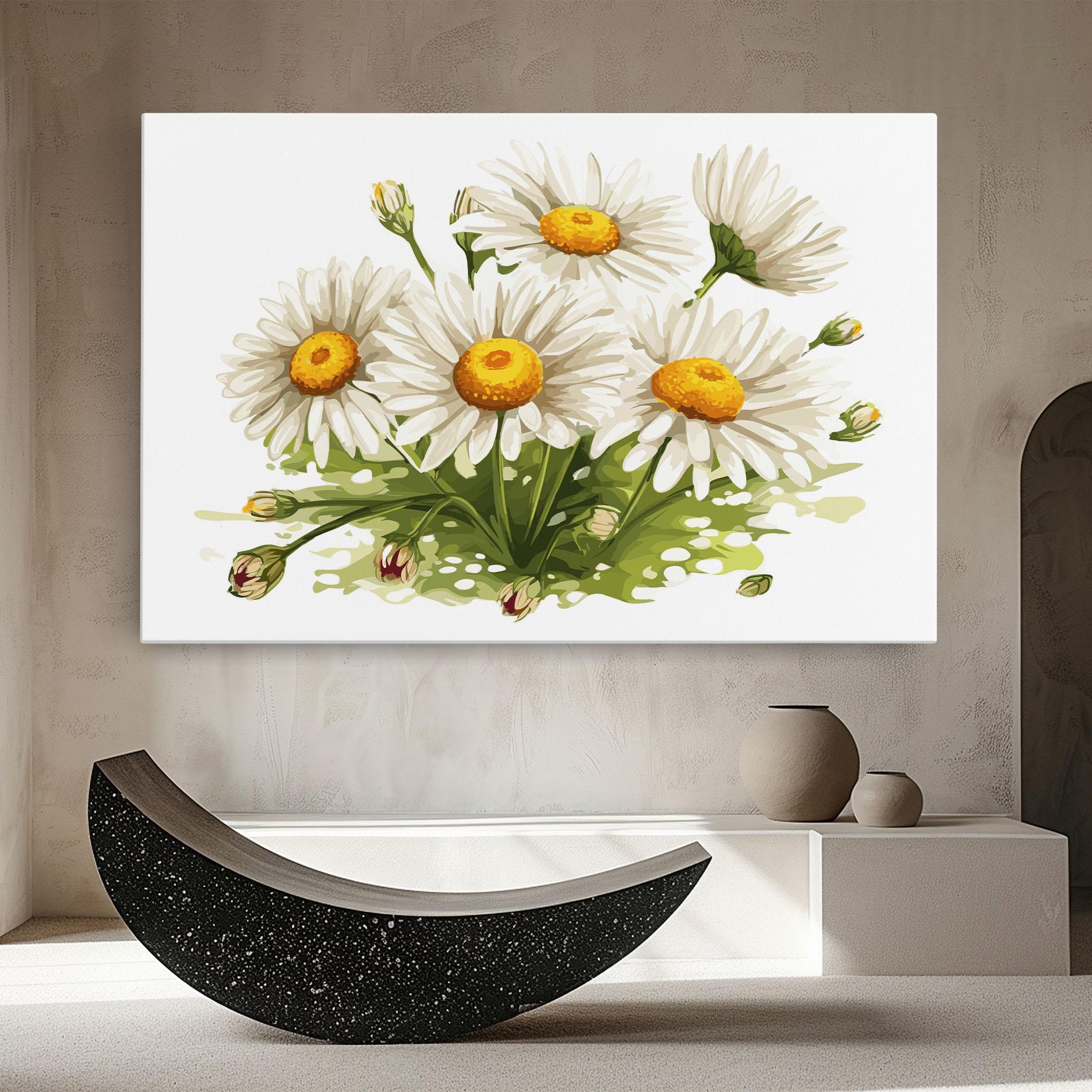 Tablou Canvas White Grey Daisy mockup 8