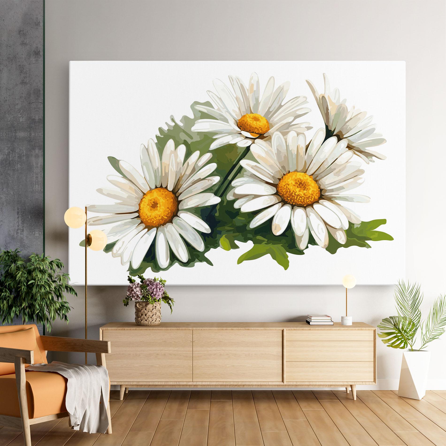 Tablou Canvas Grey White Daisy mockup 9