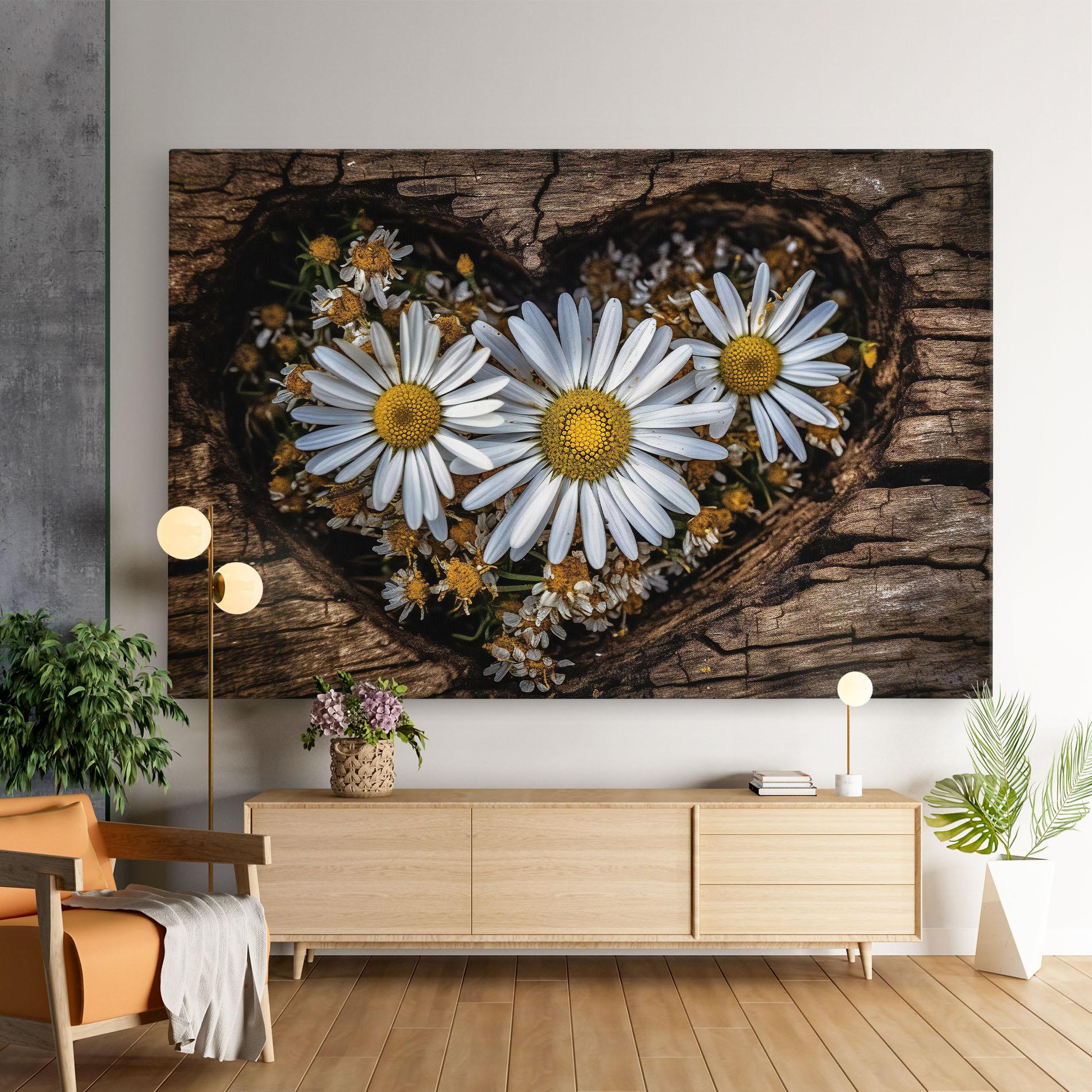 Tablou Canvas Heart Shaped Daisy mockup 9