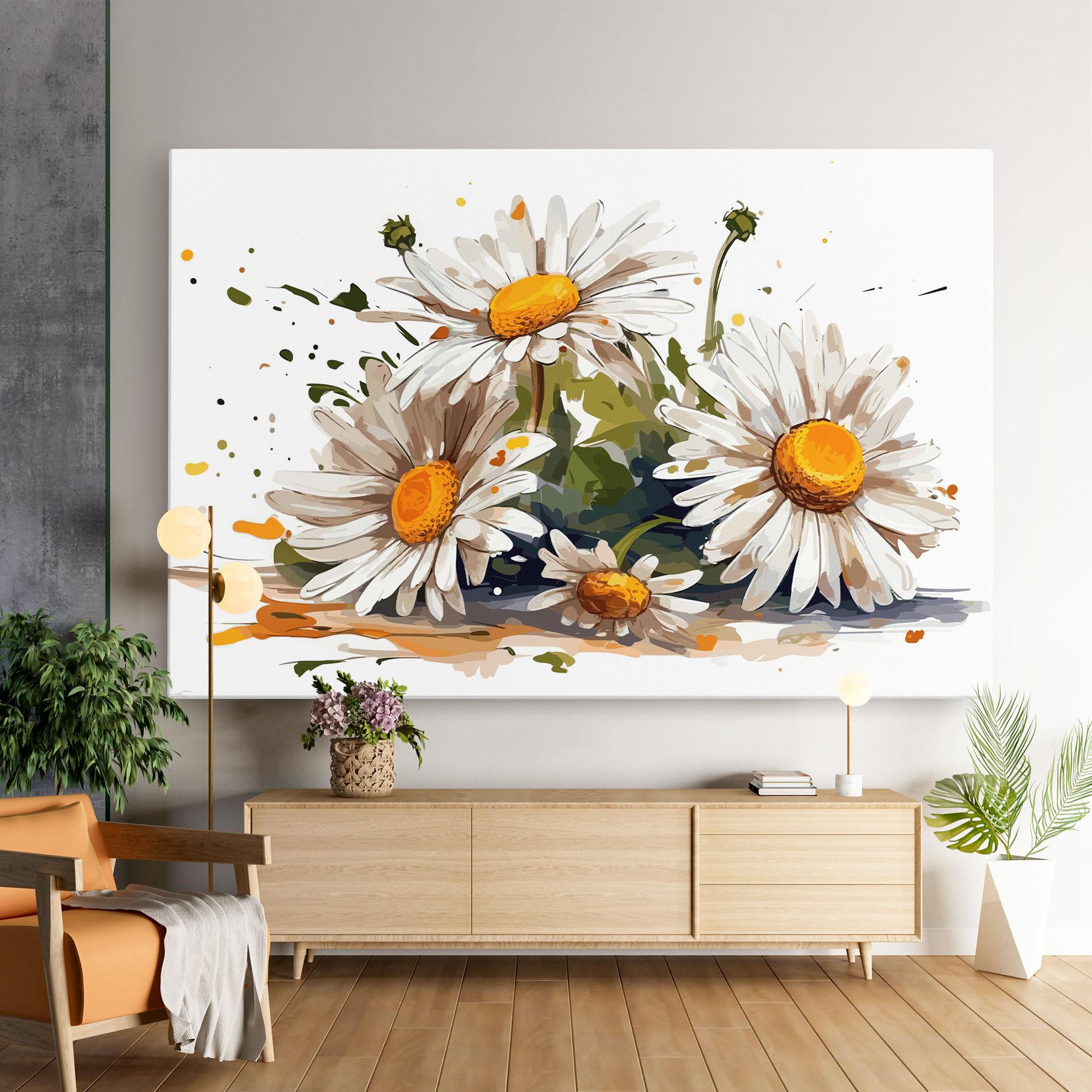 Tablou Canvas White Beautiful Daisy mockup 9