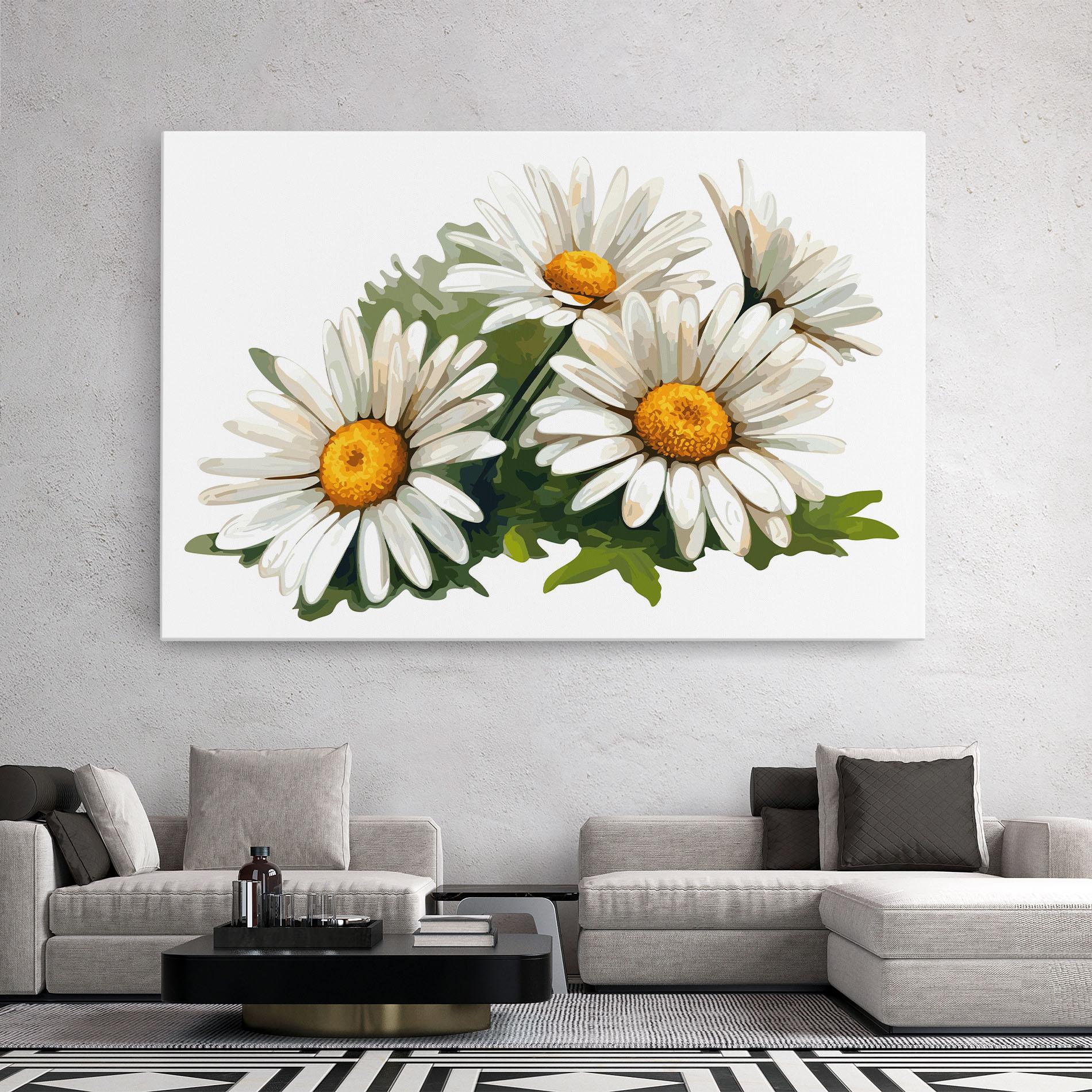 Tablou Canvas Grey White Daisy mockup 2