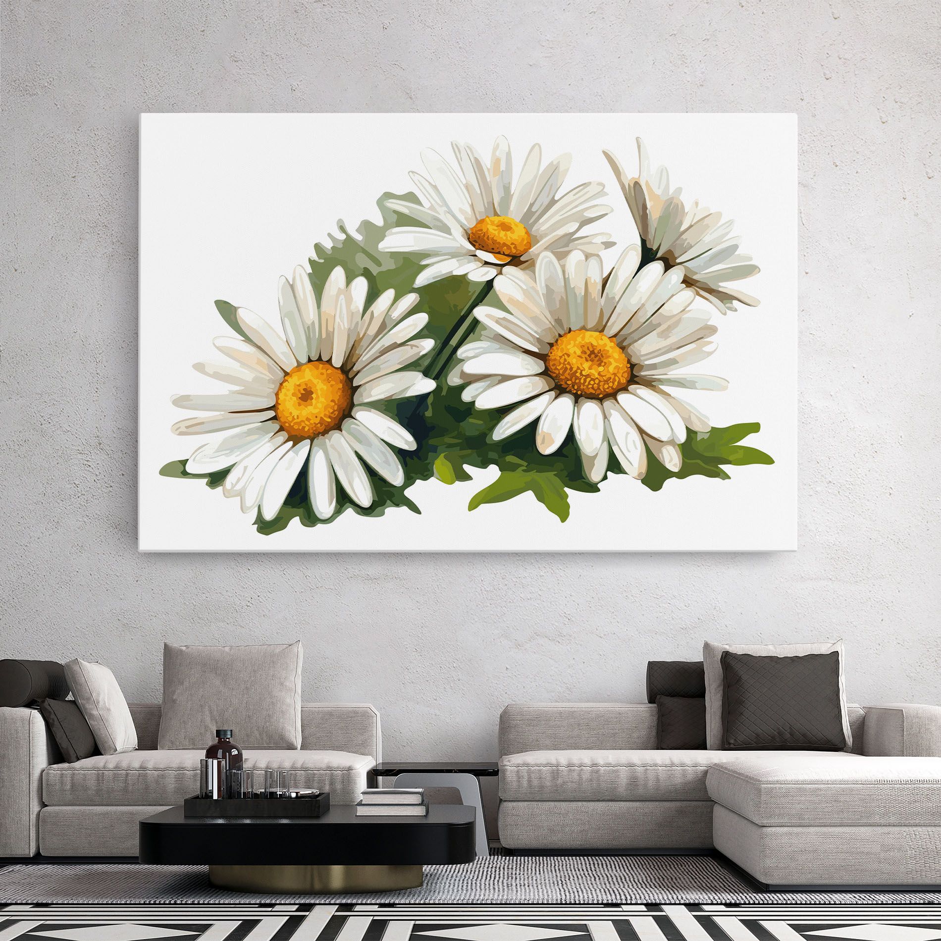 Grey White Daisy mockup 2