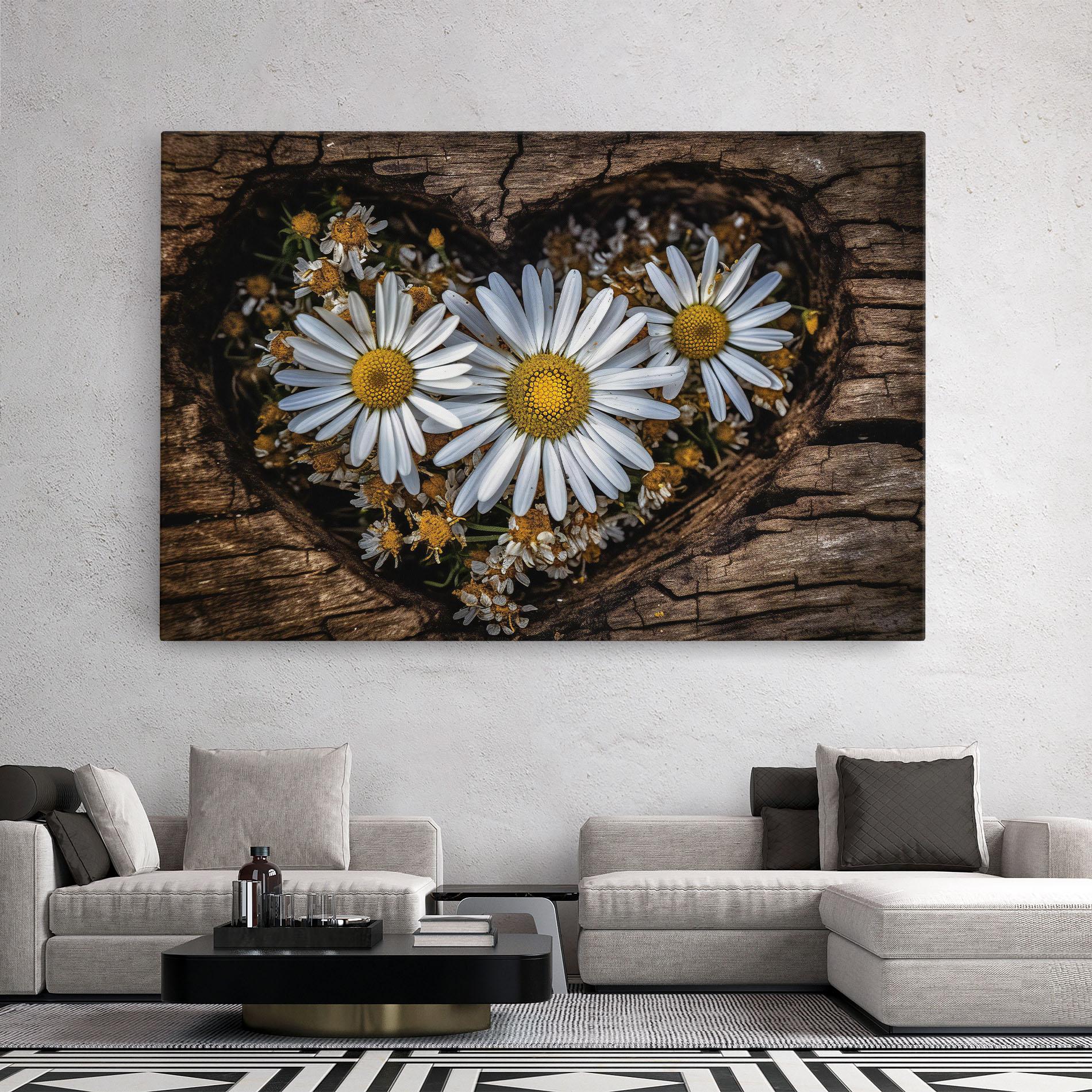 Tablou Canvas Heart Shaped Daisy mockup 2
