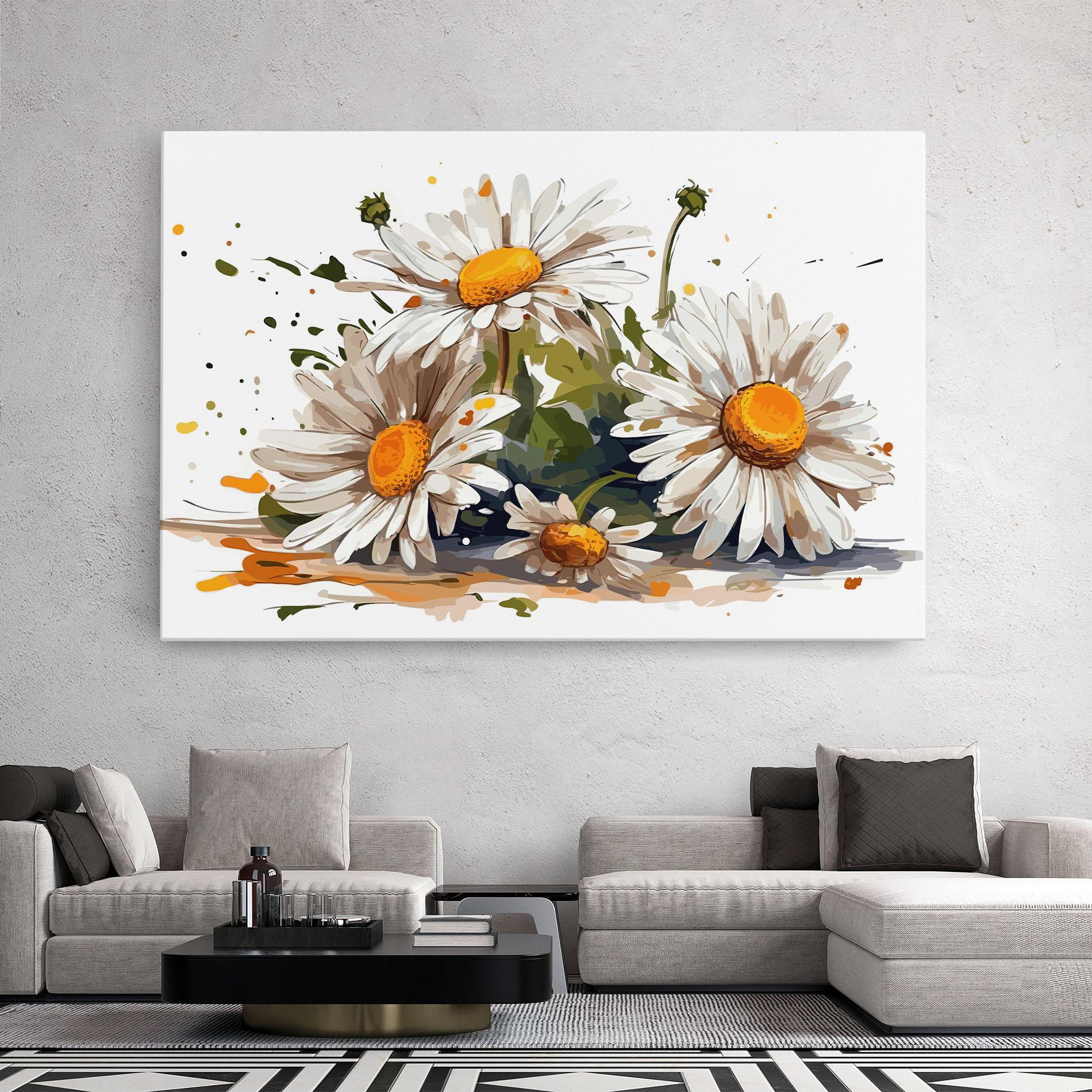 Tablou Canvas White Beautiful Daisy mockup 2