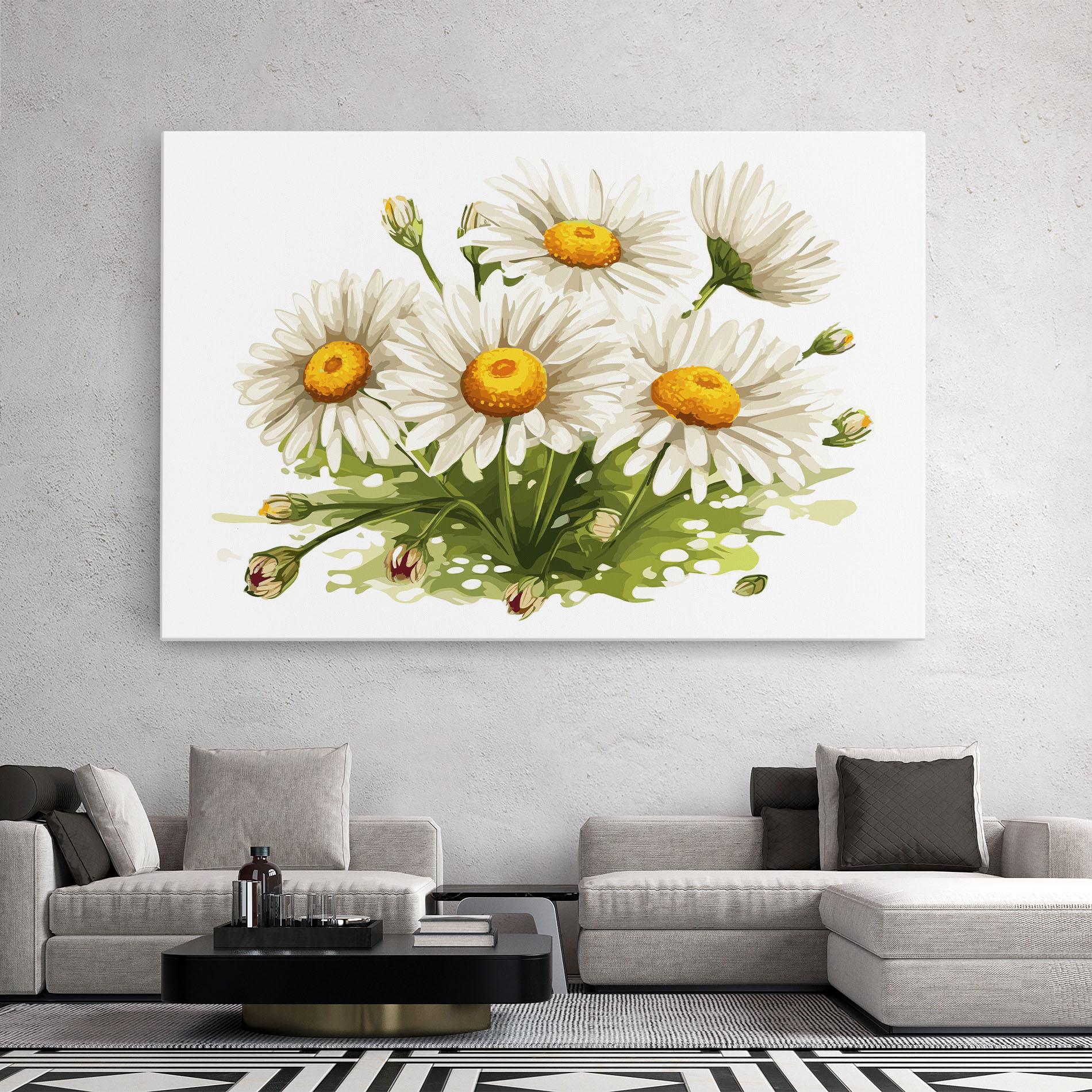 Tablou Canvas White Grey Daisy mockup 2