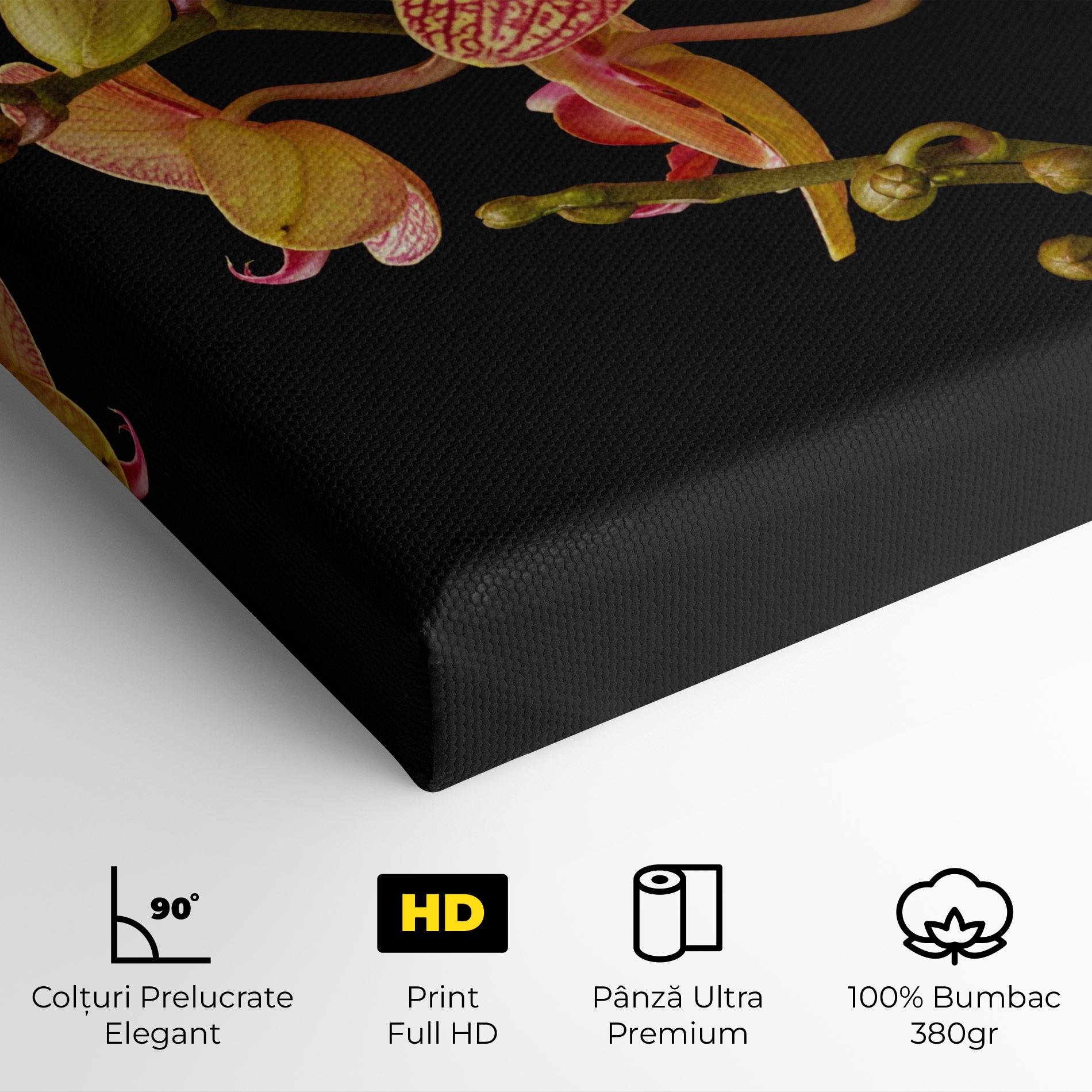 Tablou Canvas Pink Orchids On Black mockup 4