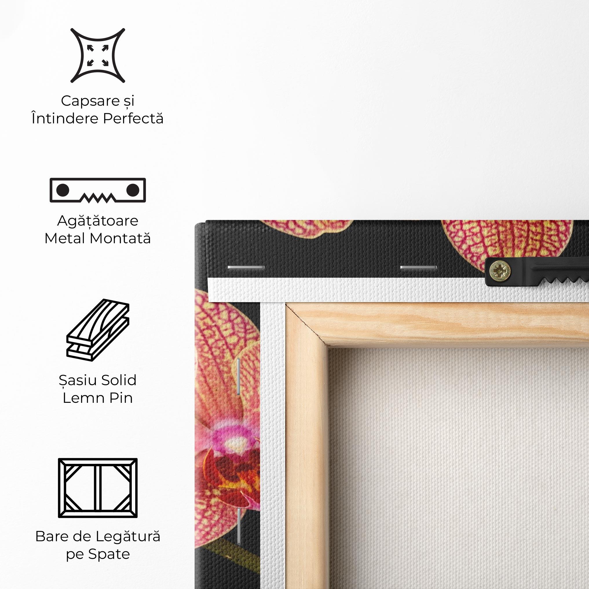 Tablou Canvas Pink Orchids On Black mockup 5