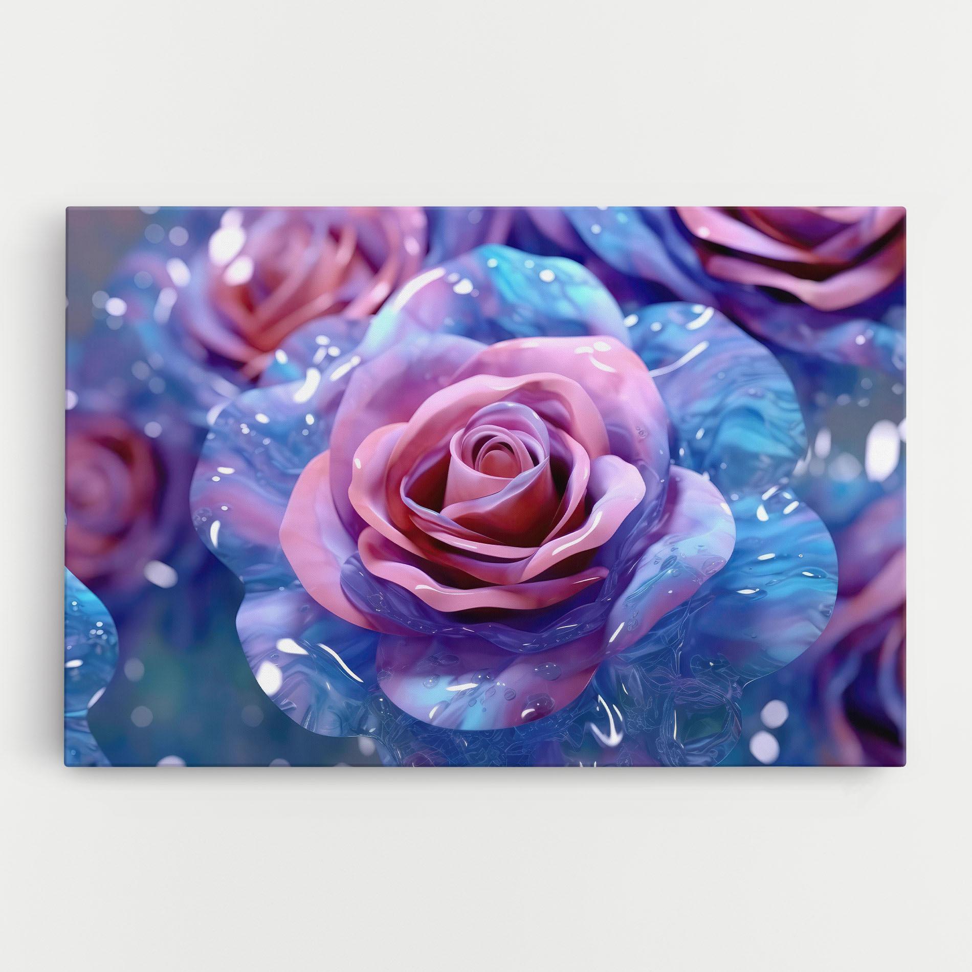 Tablou Canvas Beautiful Blue Pink Rose mockup 0