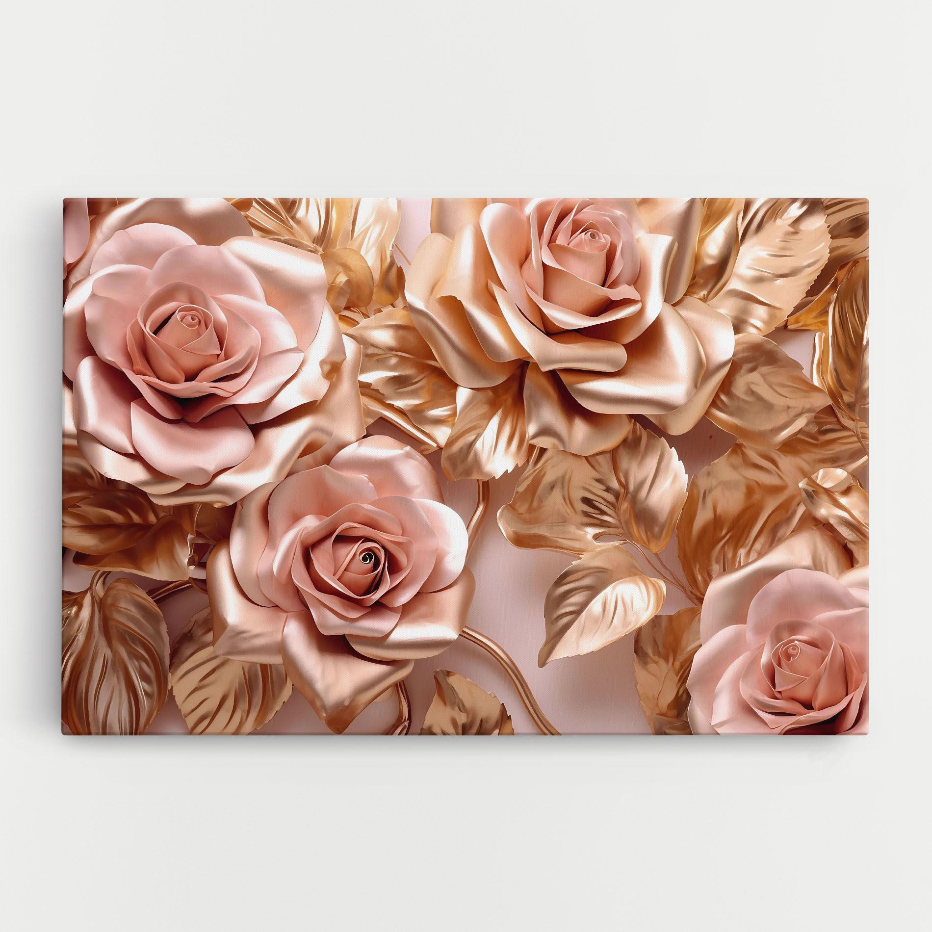 Tablou Canvas Pink Golden Roses mockup 0
