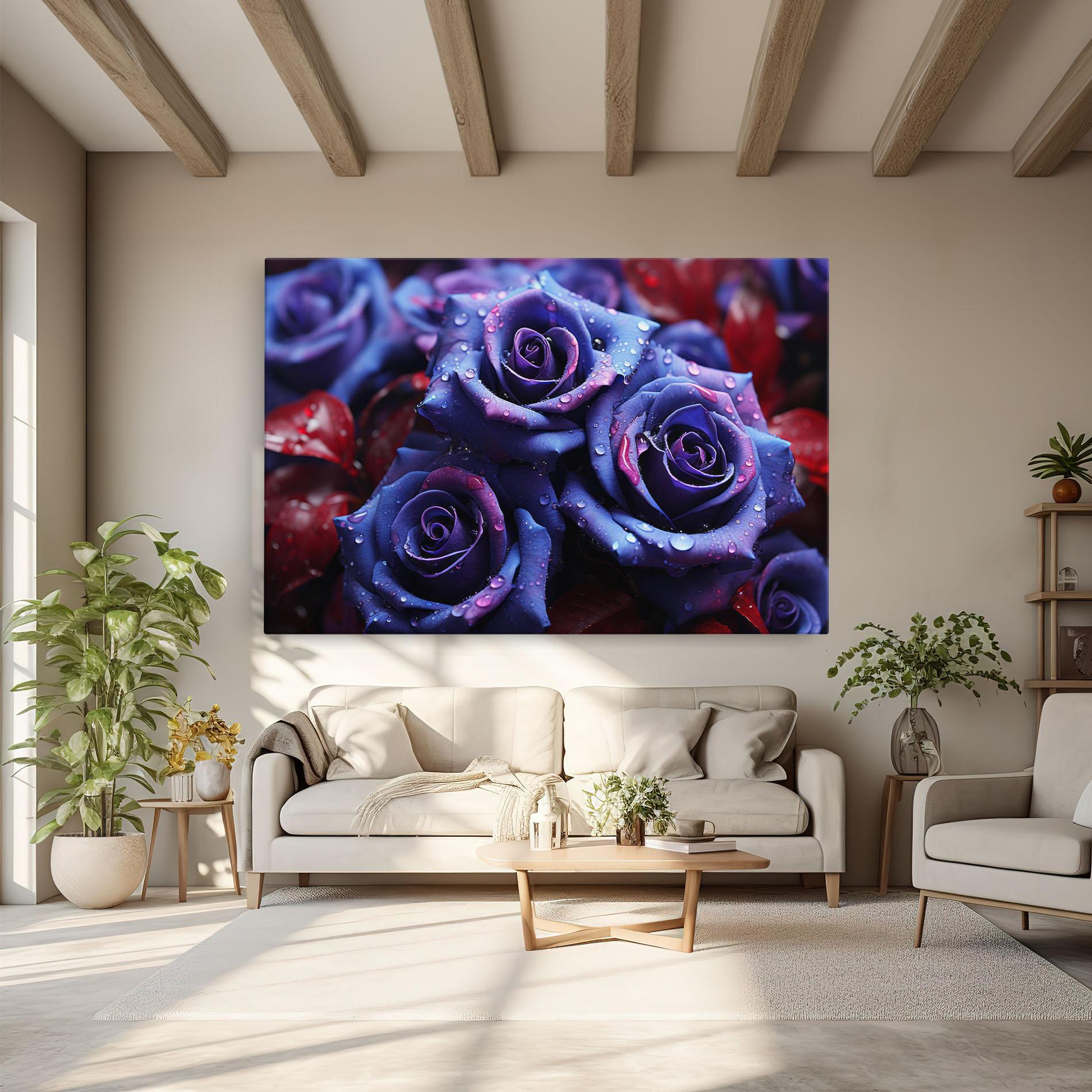 Tablou Canvas Blue Purple Rose mockup 6